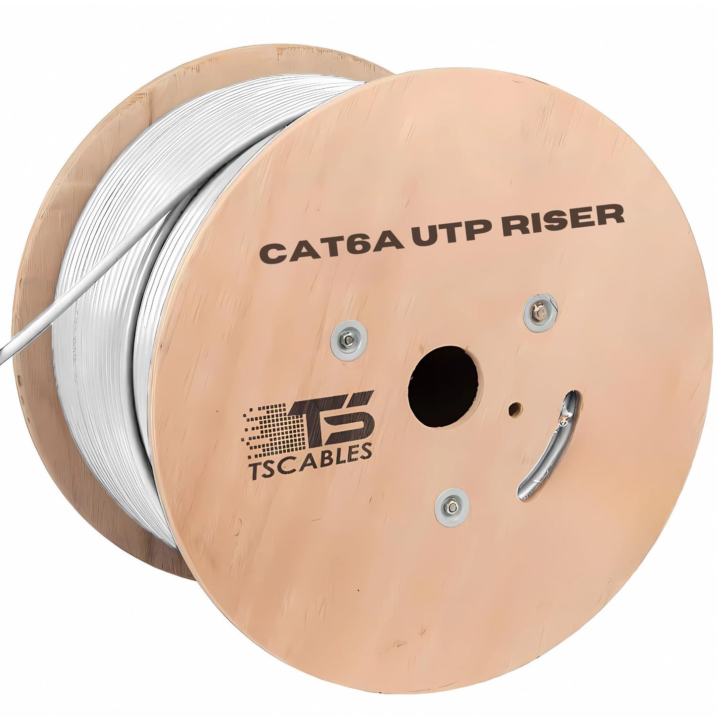 Cat6A Riser (CMR) Bulk Ethernet Cable 1000ft, 23AWG Solid Bare Copper, High-Performance Network Cable - White