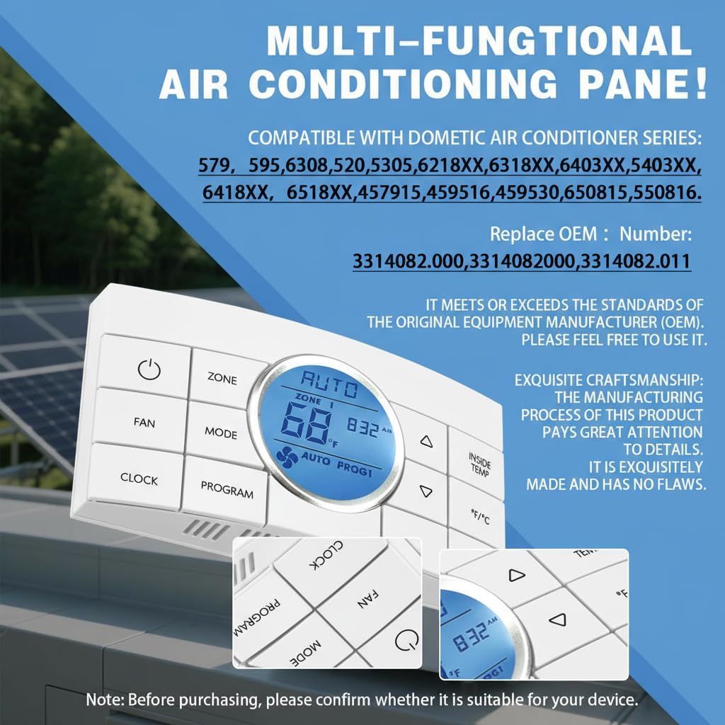 White 3314082.011 Multi-Zone RV Thermostat - Fits Dometic AC