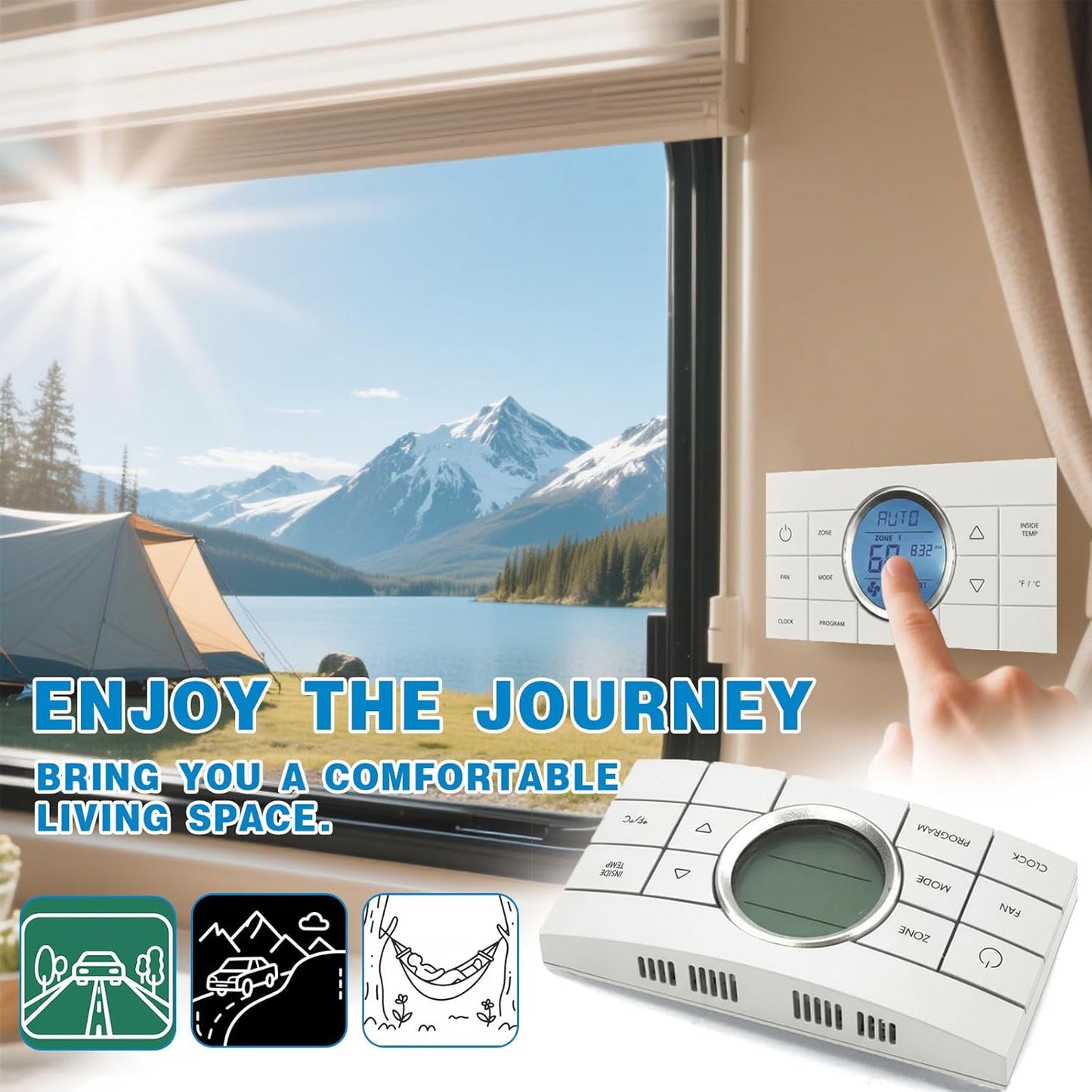 White 3314082.011 Multi-Zone RV Thermostat - Fits Dometic AC