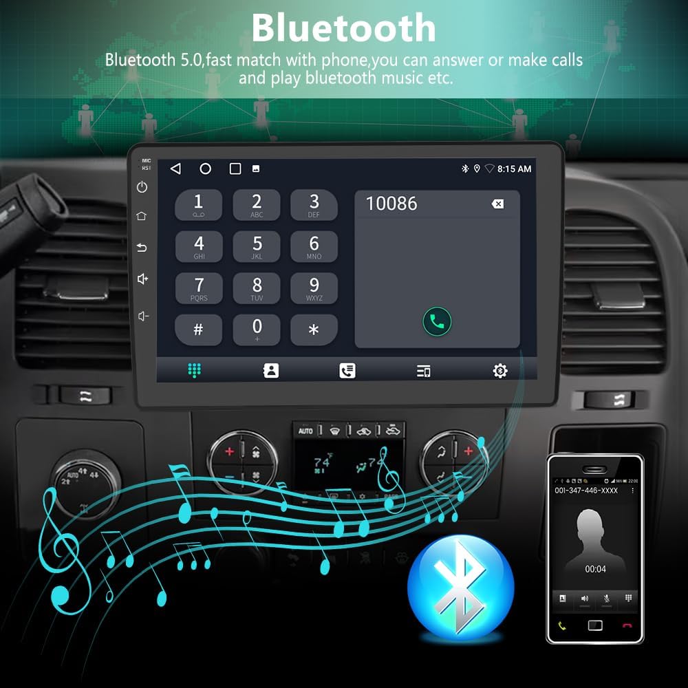 Car Radio Stereo Android 13 for Chevy Silverado 2007-2013 Tahoe Equinox GMC Sierra Yukon, Wireless CarPlay Android