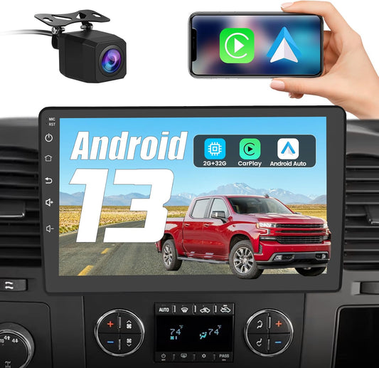 Car Radio Stereo Android 13 for Chevy Silverado 2007-2013 Tahoe Equinox GMC Sierra Yukon, Wireless CarPlay Android