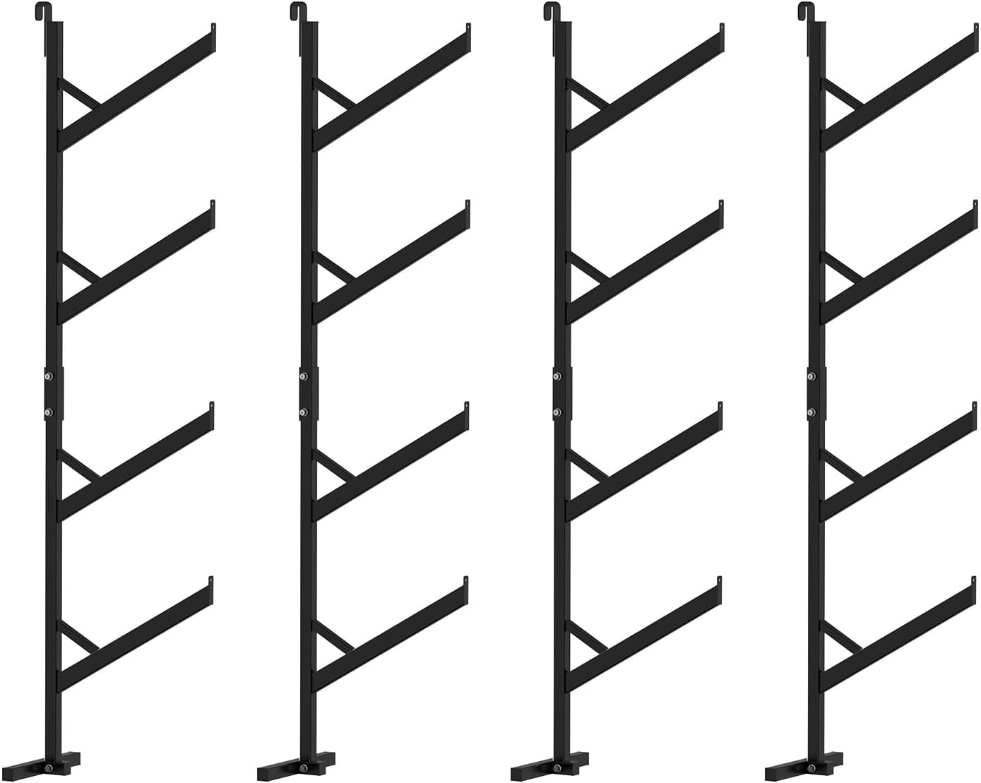 Bracket Adjustable Heavy Duty Steel Cargo Shipping Container Shelves, 4-Tier Power Coated, 67'H x 15'W, Black
