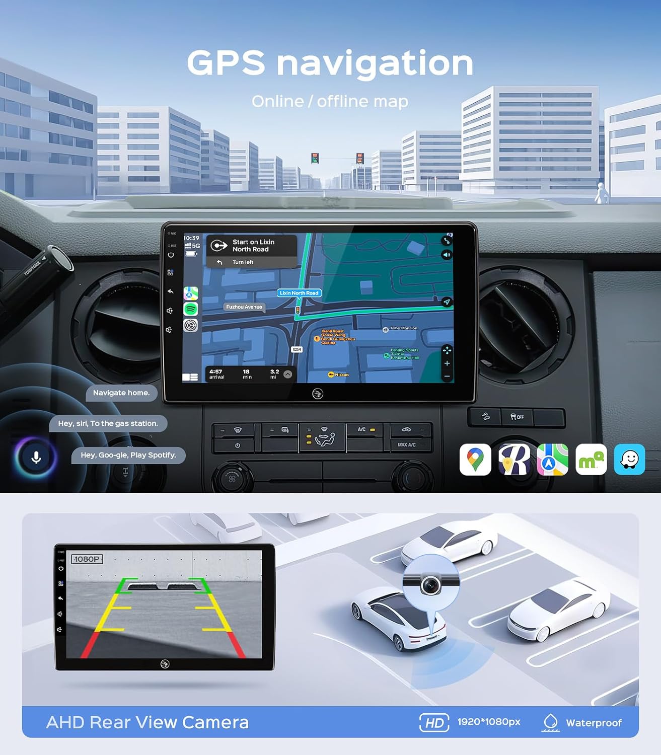 10' Car Radio Stereo for Ford F150 (2004-2008), Focus/Fusion (2005-2007), Wireless CarPlay Android