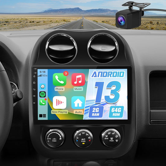 Android 13 Car Stereo for Jeep Patriot Compass 2010-2016, 10' Touch Screen, CarPlay Android Auto, Backup Cam