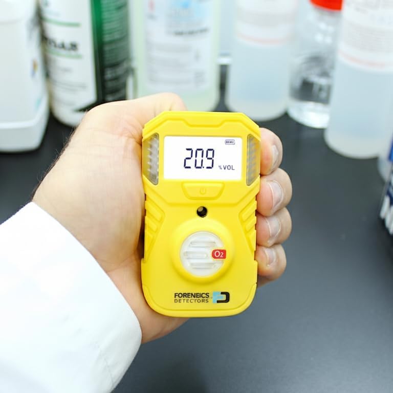 Oxygen Detector, OSHA Alarms, 2-Year Battery Life, 10ft Drop Test Pass, IP67 Waterproof, USA NIST Calibrated