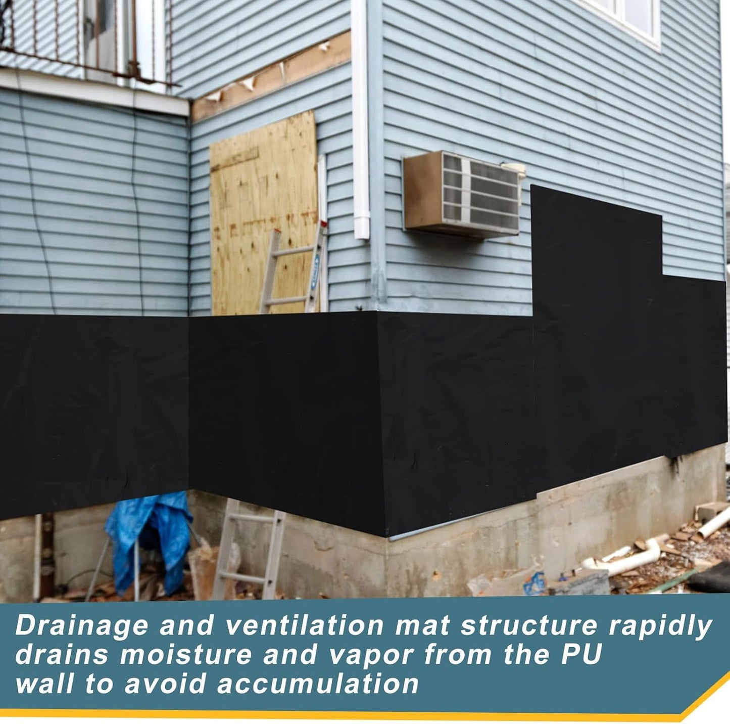 House Wrap 60 ft x 4 ft 240 Sq. ft. Drainage Mat for Rainproof Barrier Stone Veneer Exterior, 3 mm Thick