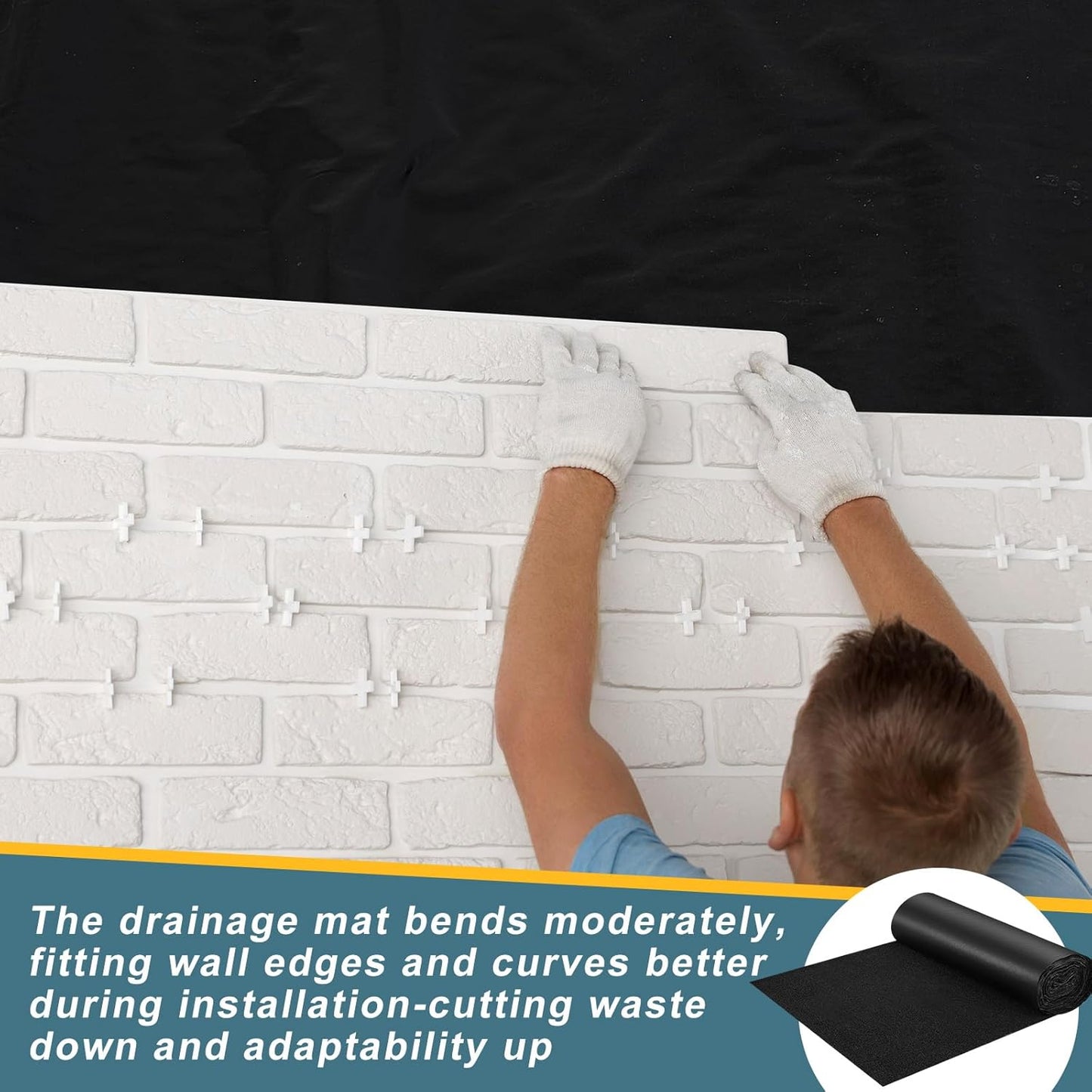 House Wrap 60 ft x 4 ft 240 Sq. ft. Drainage Mat for Rainproof Barrier Stone Veneer Exterior, 3 mm Thick