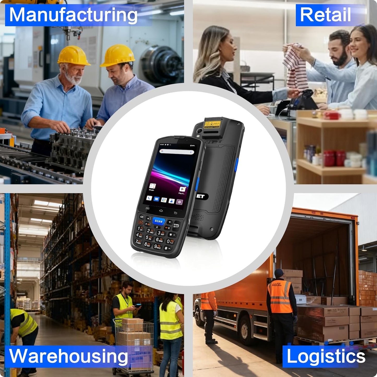 Android 14 PDA Handheld Scanner, Android Barcode Scanner, Equip with HW N6603 1D/2D/QR Scan Engine