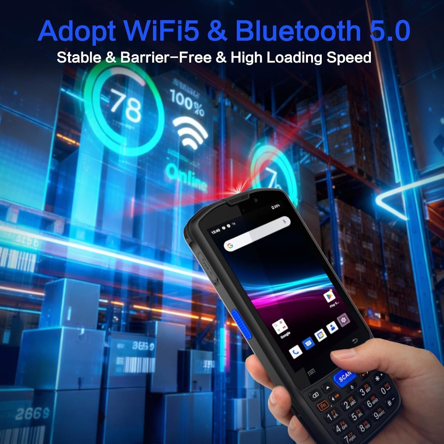 Android 14 PDA Handheld Scanner, Android Barcode Scanner, Equip with HW N6603 1D/2D/QR Scan Engine