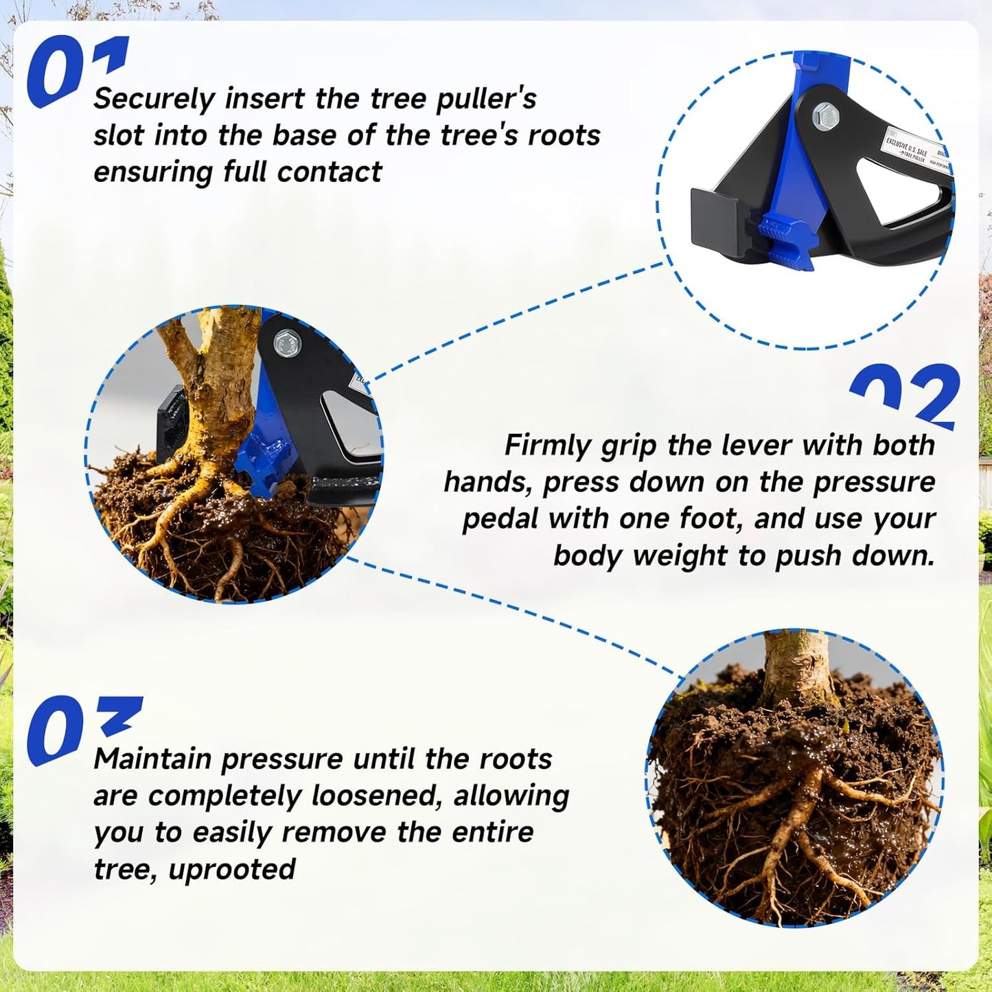 Sapling Puller Tool - Heavy Duty Tree Root Puller for ¼ to 2' Woody Stems, Fully Uproots Trees & Shrubs