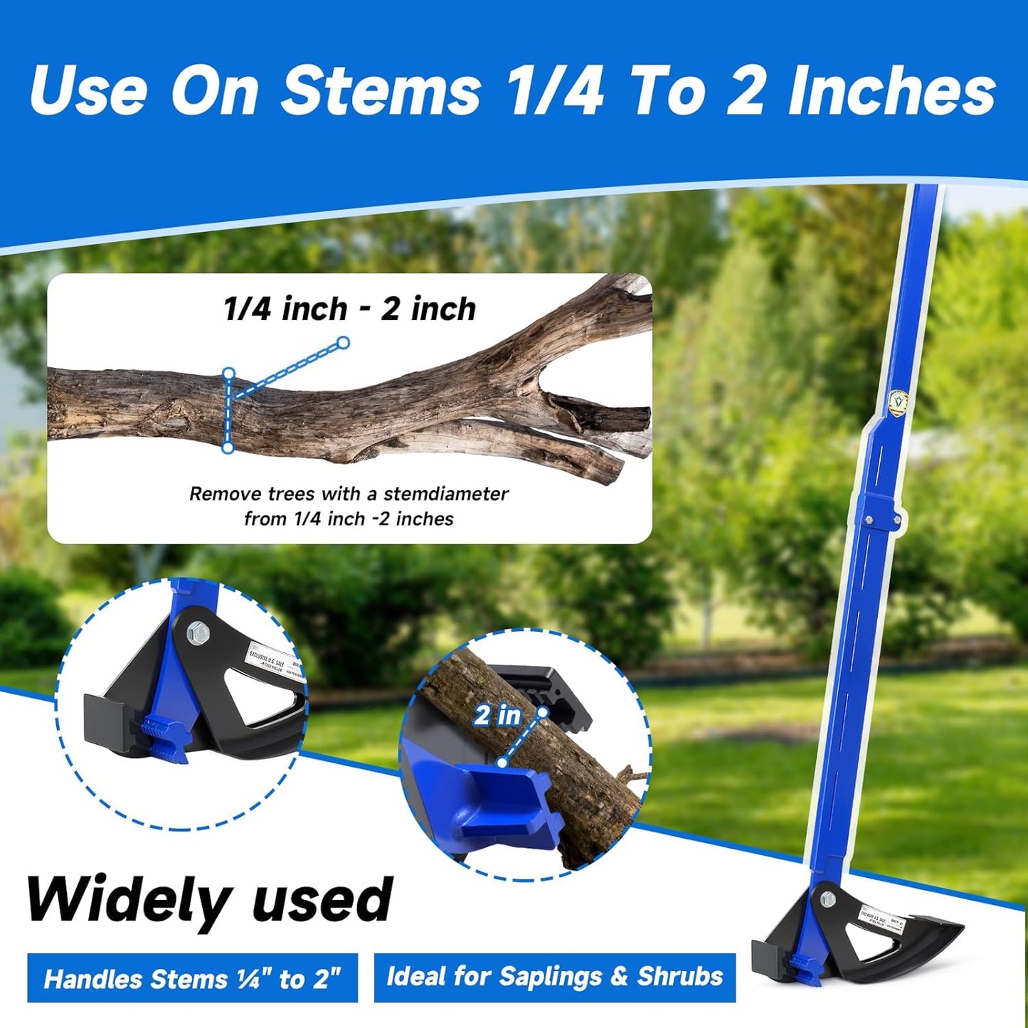Sapling Puller Tool - Heavy Duty Tree Root Puller for ¼ to 2' Woody Stems, Fully Uproots Trees & Shrubs