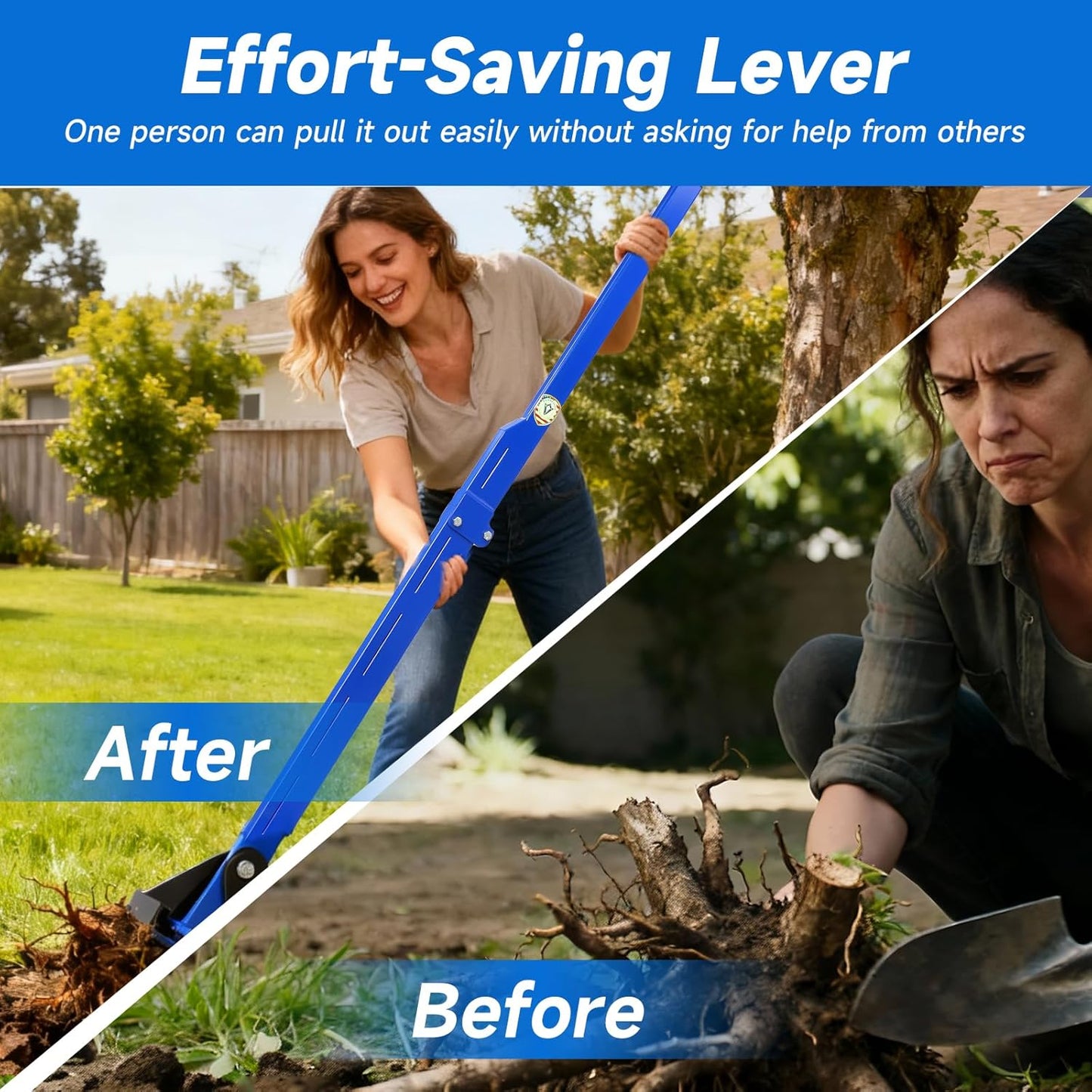 Sapling Puller Tool - Heavy Duty Tree Root Puller for ¼ to 2' Woody Stems, Fully Uproots Trees & Shrubs