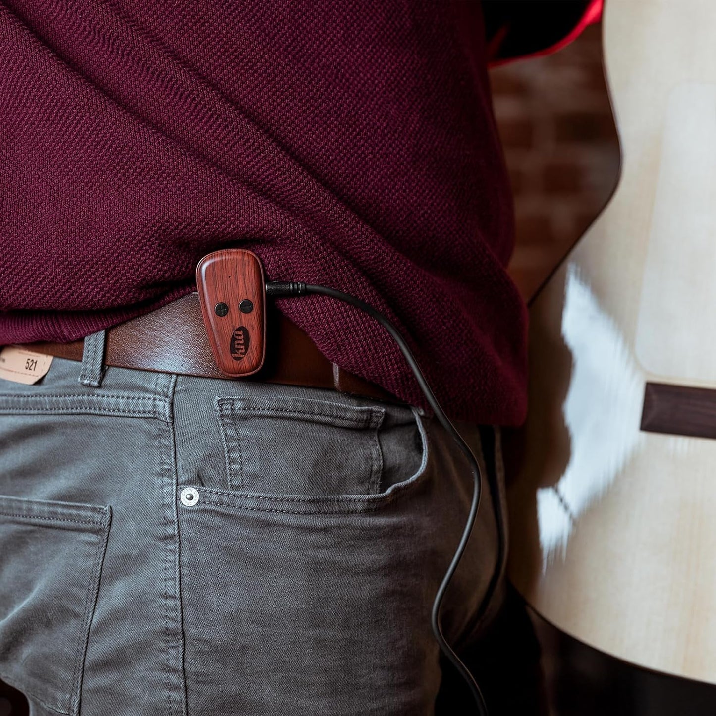 Wireless Piezo Pickup for Steel String Acoustic Guitar, Volume Control, 50m Range, Easy Installation