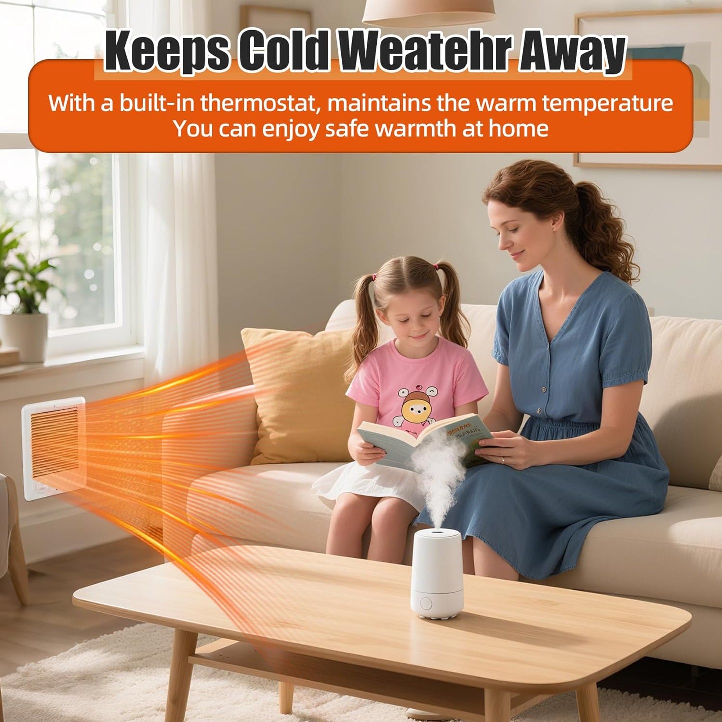 CSC152TW Electric Wall Heater with Built in Thermostat, White, 240/208 Volt, 1500/1125 Watt, for Indoor Use