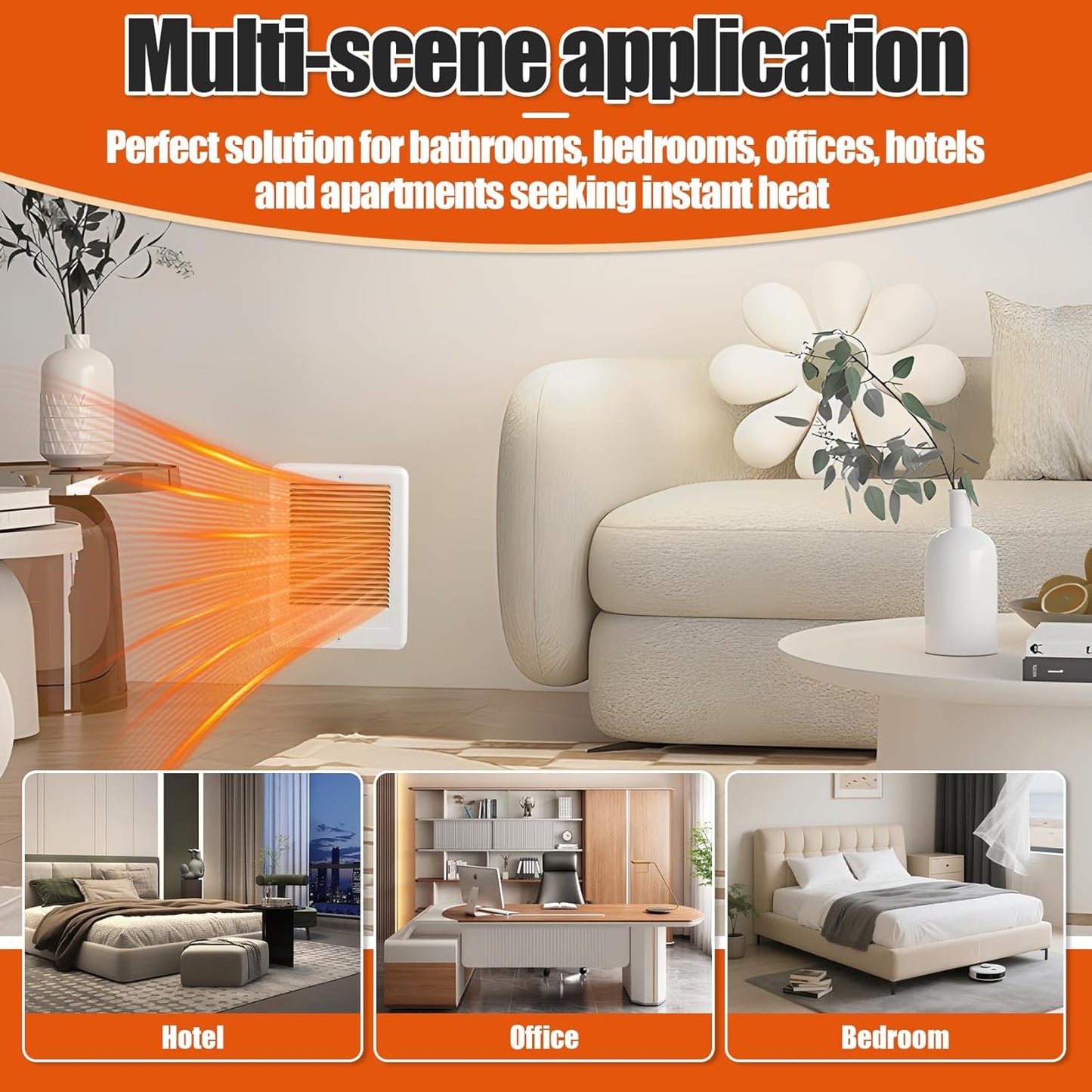 CSC152TW Electric Wall Heater with Built in Thermostat, White, 240/208 Volt, 1500/1125 Watt, for Indoor Use