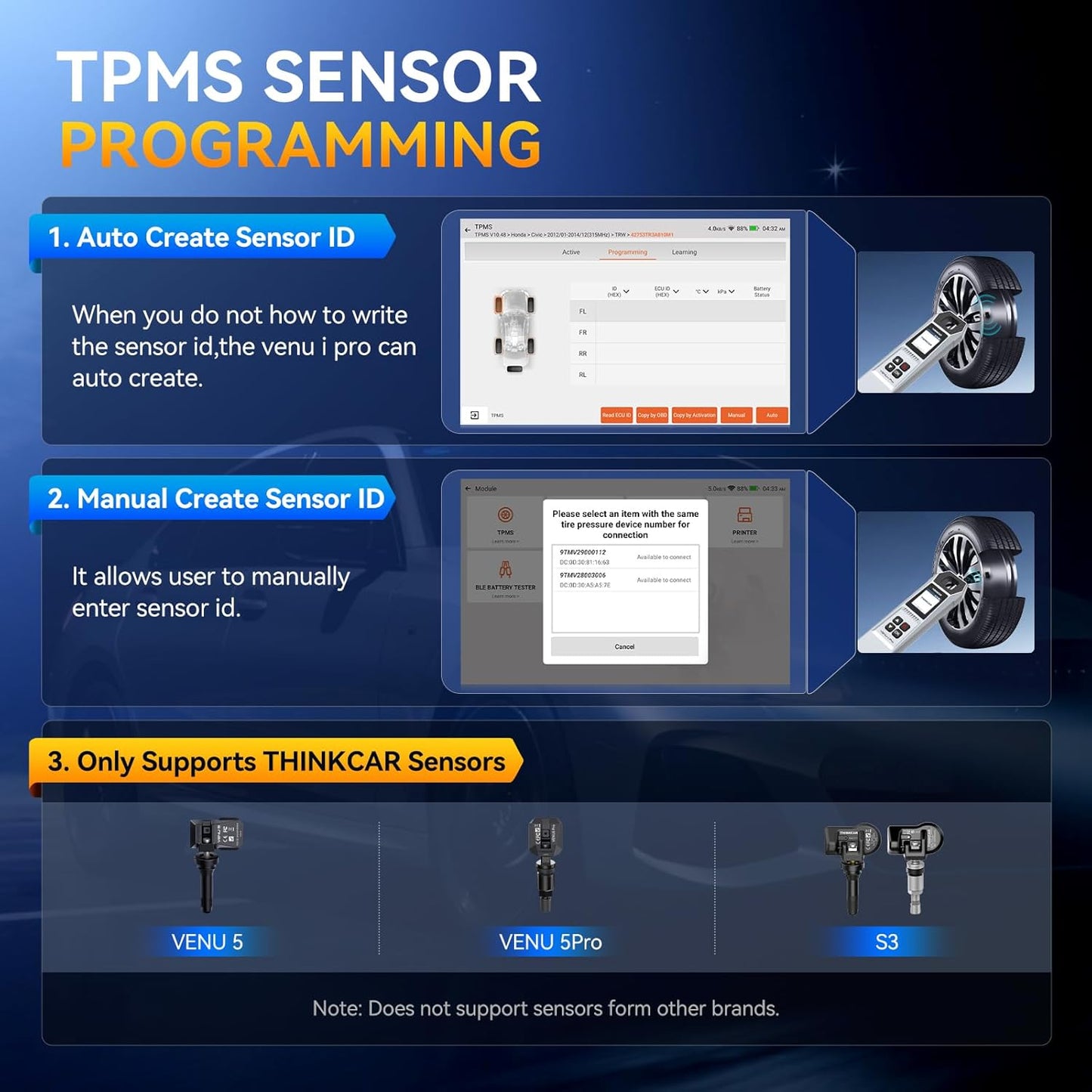 VENU iPro Handheld Tire Pressure Monitor, Upgrade of G2, Activate/Read/Learn TPMS Sensors, 689 Diagnostic Tools