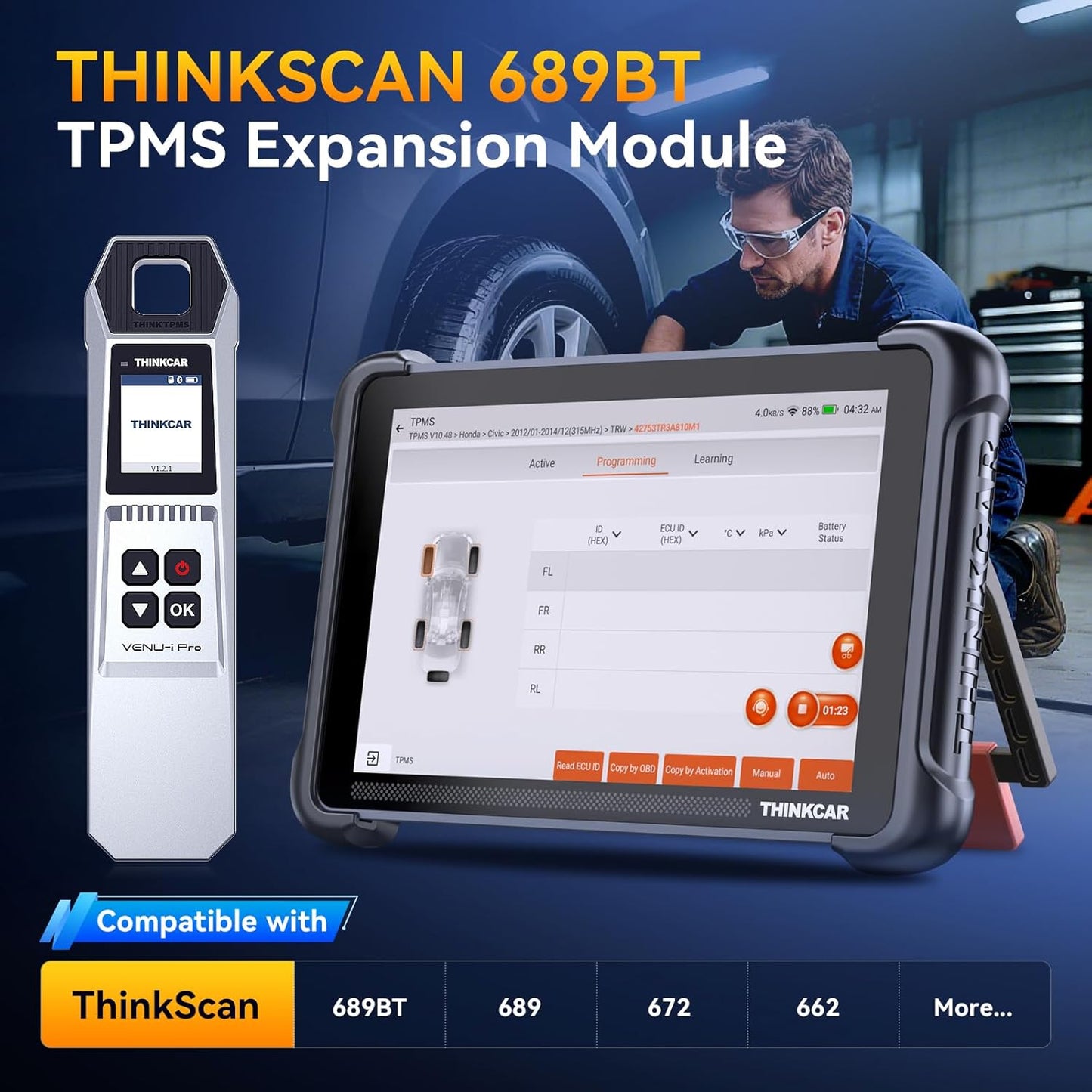 VENU iPro Handheld Tire Pressure Monitor, Upgrade of G2, Activate/Read/Learn TPMS Sensors, 689 Diagnostic Tools