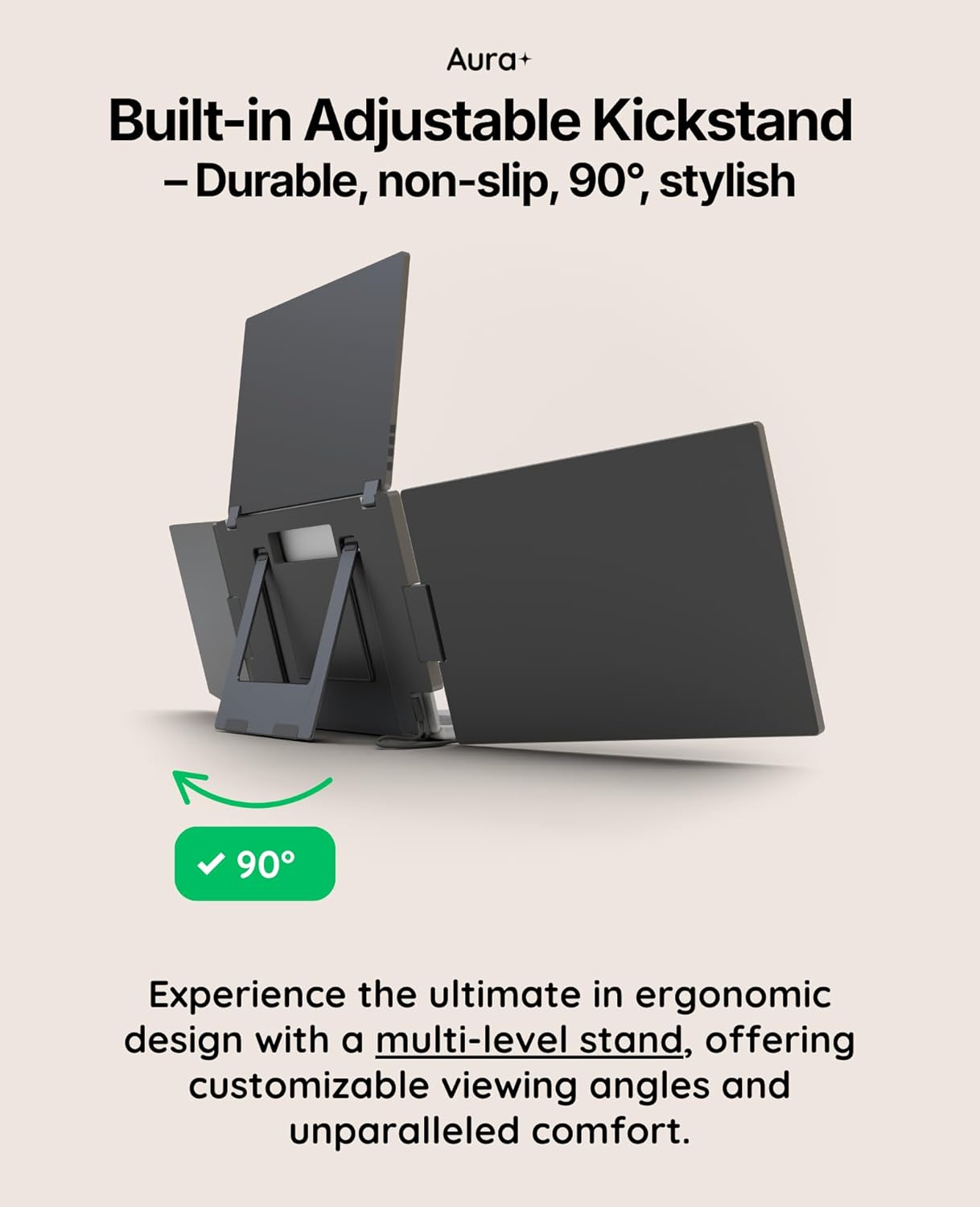 Triple Boost 14” Pro, Triple Portable Monitor Extender, 3×14” FHD 1080P HDR IPS, USB-C & HDMI, with 11”-18” Laptops