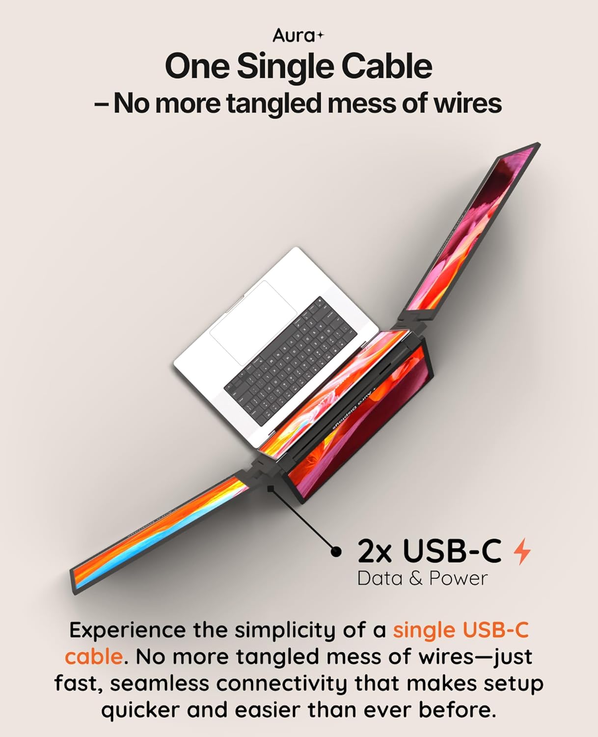 Triple Boost 14” Pro, Triple Portable Monitor Extender, 3×14” FHD 1080P HDR IPS, USB-C & HDMI, with 11”-18” Laptops