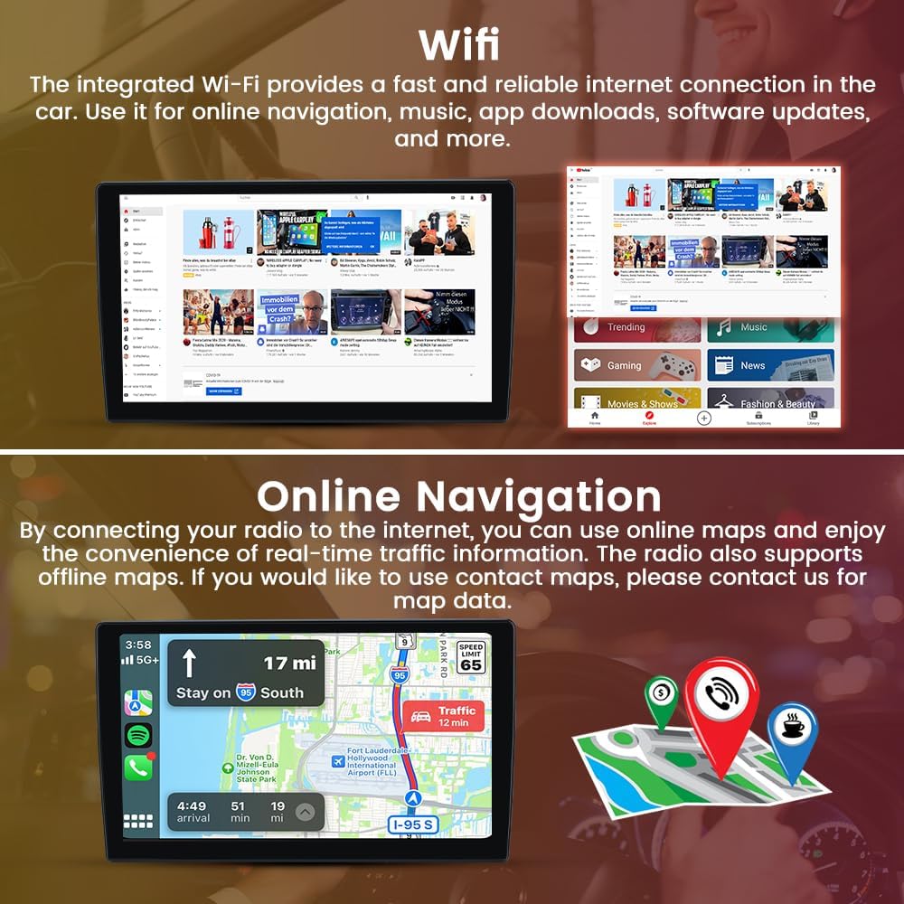 Car Radio for Chevy Aveo/Sonic 2011-2015, with 10.1 inch Touch Screen, CarPlay Android, with Rear Camera