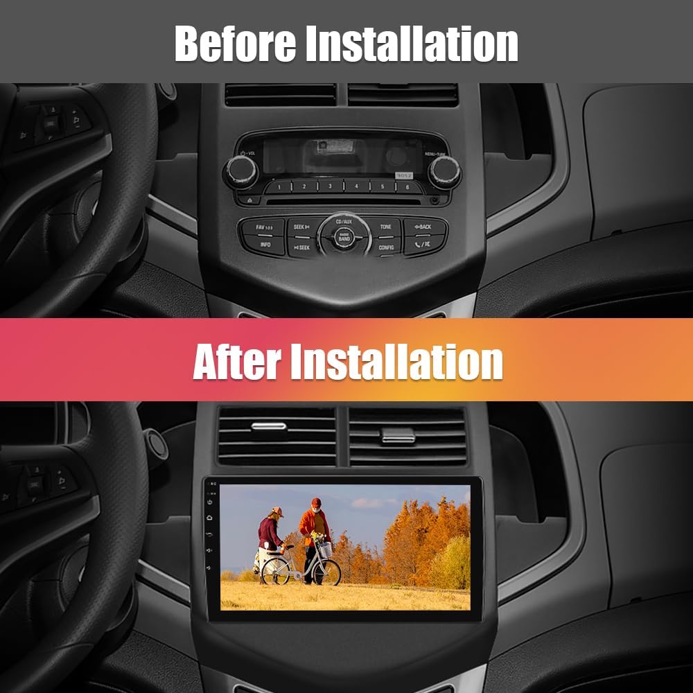 Car Radio for Chevy Aveo/Sonic 2011-2015, with 10.1 inch Touch Screen, CarPlay Android, with Rear Camera