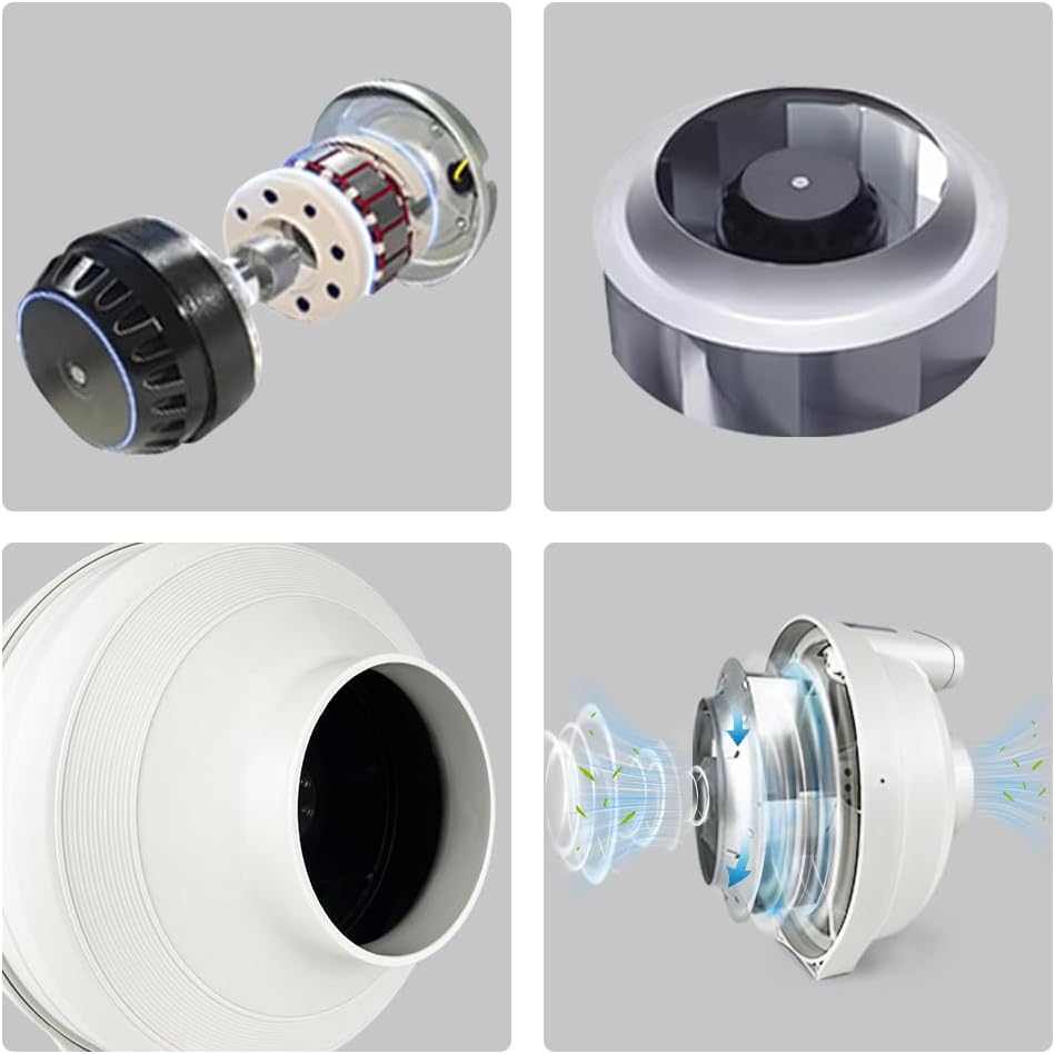 2 Speed Radon Fan, Radon Mitigation System Fan, Selectable Quiet and Energy Efficient, Diameter of 4.5 inch