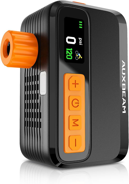 120 PSI Electric Bicycle Pump, Portable Air Pump for Road, MTB, City Bike Tires, 1500mAh Battery,  Brushless Motor