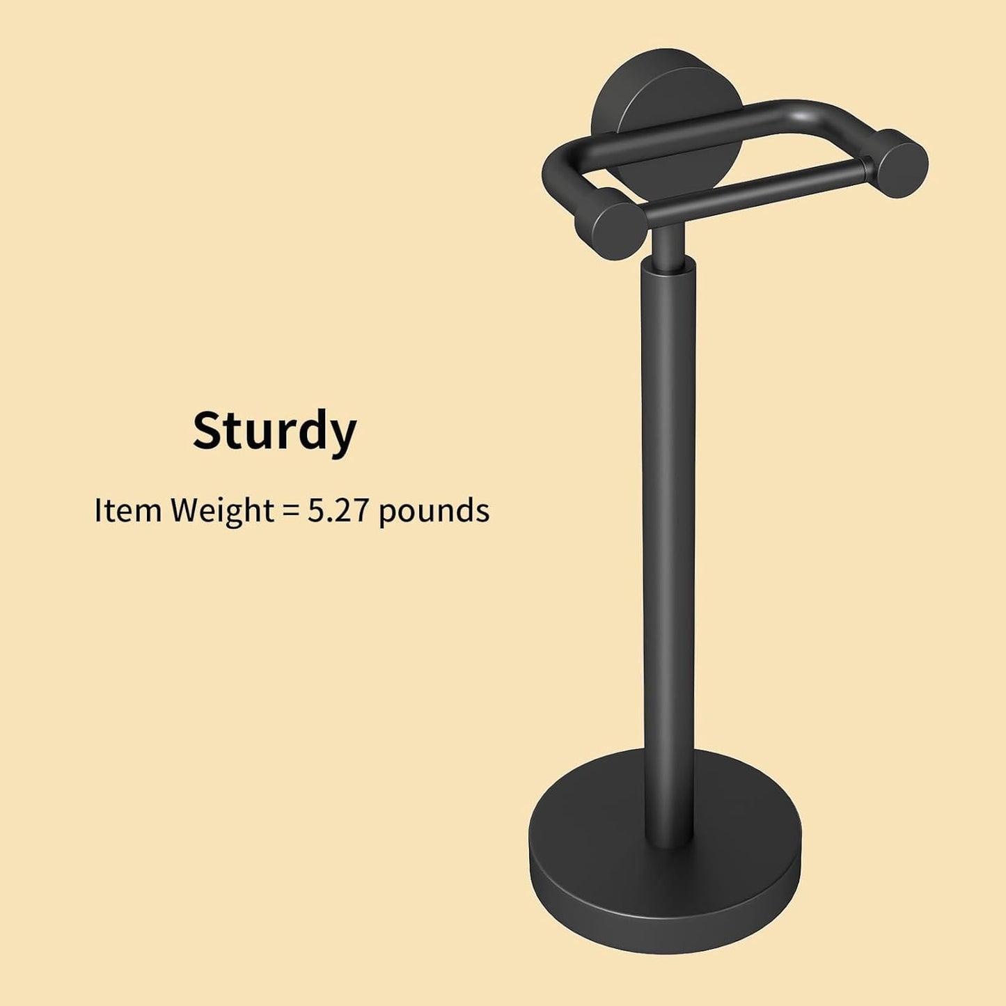 Freestanding Toilet Paper Holder, Matte Black/Floor Standing Weighted Base