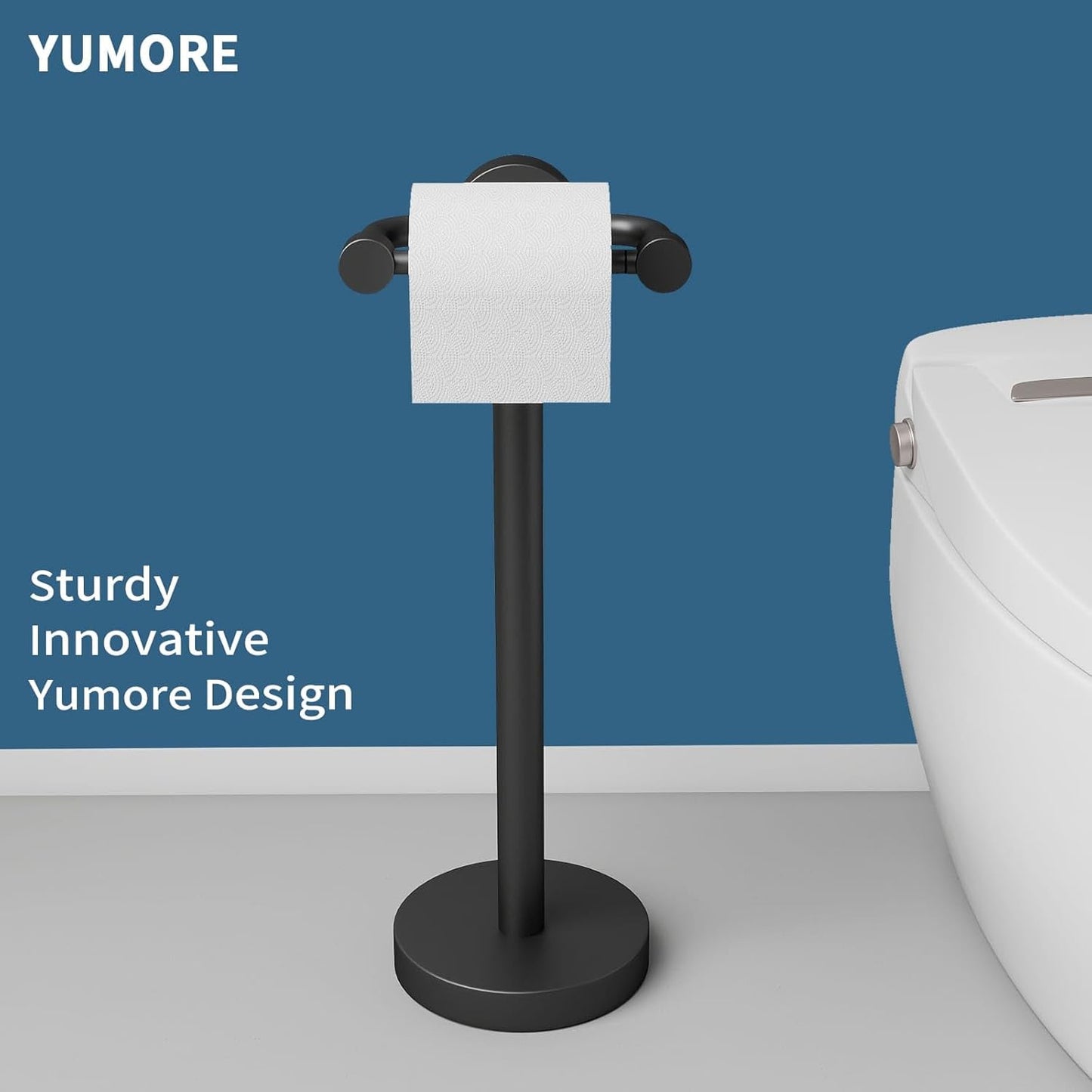 Freestanding Toilet Paper Holder, Matte Black/Floor Standing Weighted Base