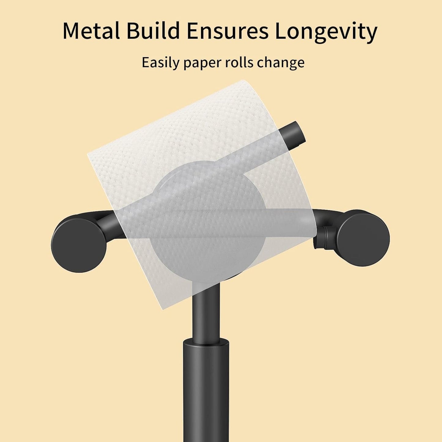 Freestanding Toilet Paper Holder, Matte Black/Floor Standing Weighted Base