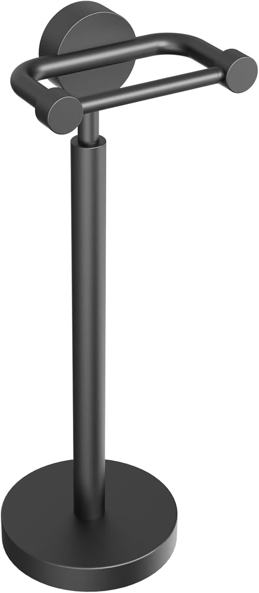 Freestanding Toilet Paper Holder, Matte Black/Floor Standing Weighted Base