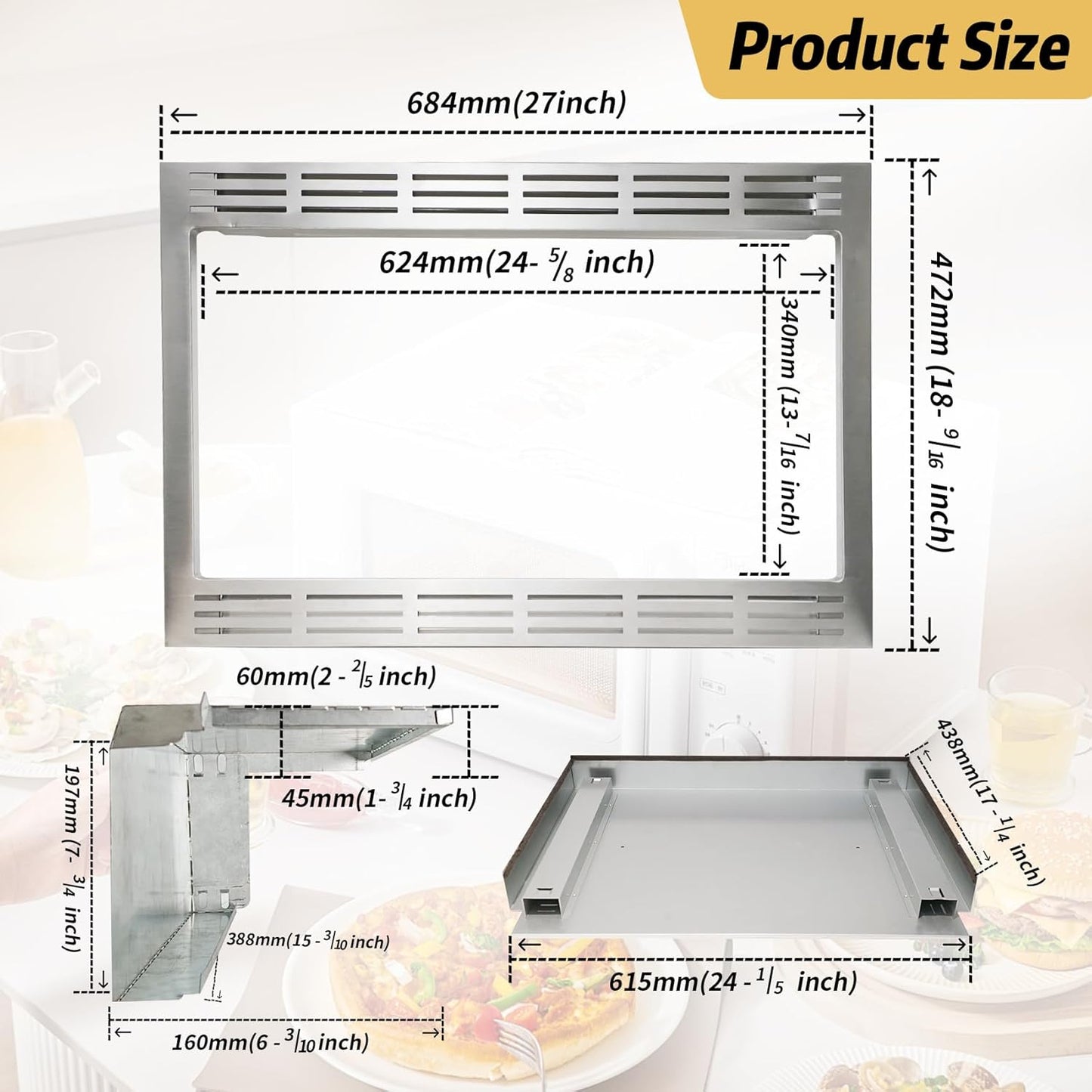 NN-TK922SS 27-inch Microwave Trim Kit, Stainless Steel, Compatible with 2.2 Cu Ft Built-in Microwaves