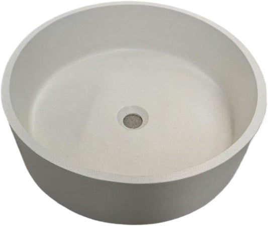 Modern Round Terrazzo Concrete composite Handmade Veseel Sink, (20''*20''*6''), Above Counter