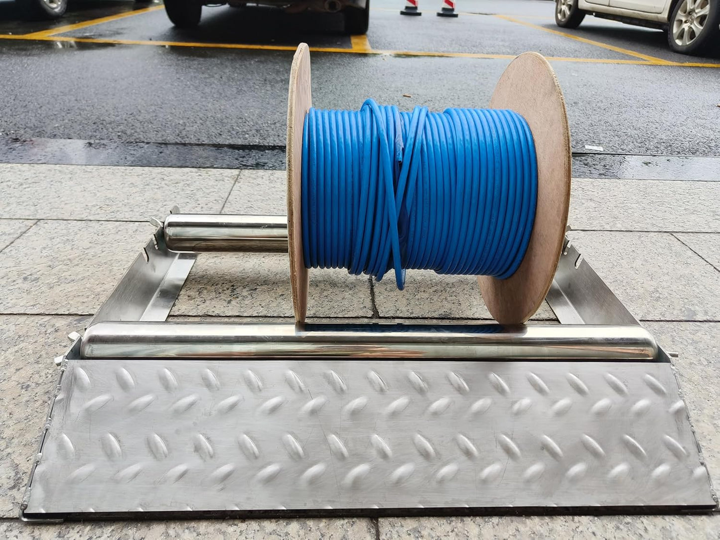 Heavy Duty Cable Drum Roller,Stainless Steel, For Wire Reels max 23' Width,Dural-Rollers cable Caddy