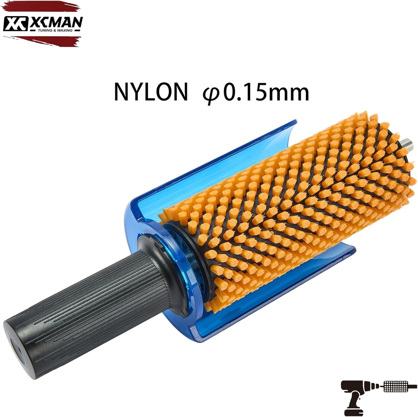 150mm Ski Roto Brush Kit Roto Brush Handle Axle with All 3 Brushes:Nylon, Horsehiar,Brass/Cork
