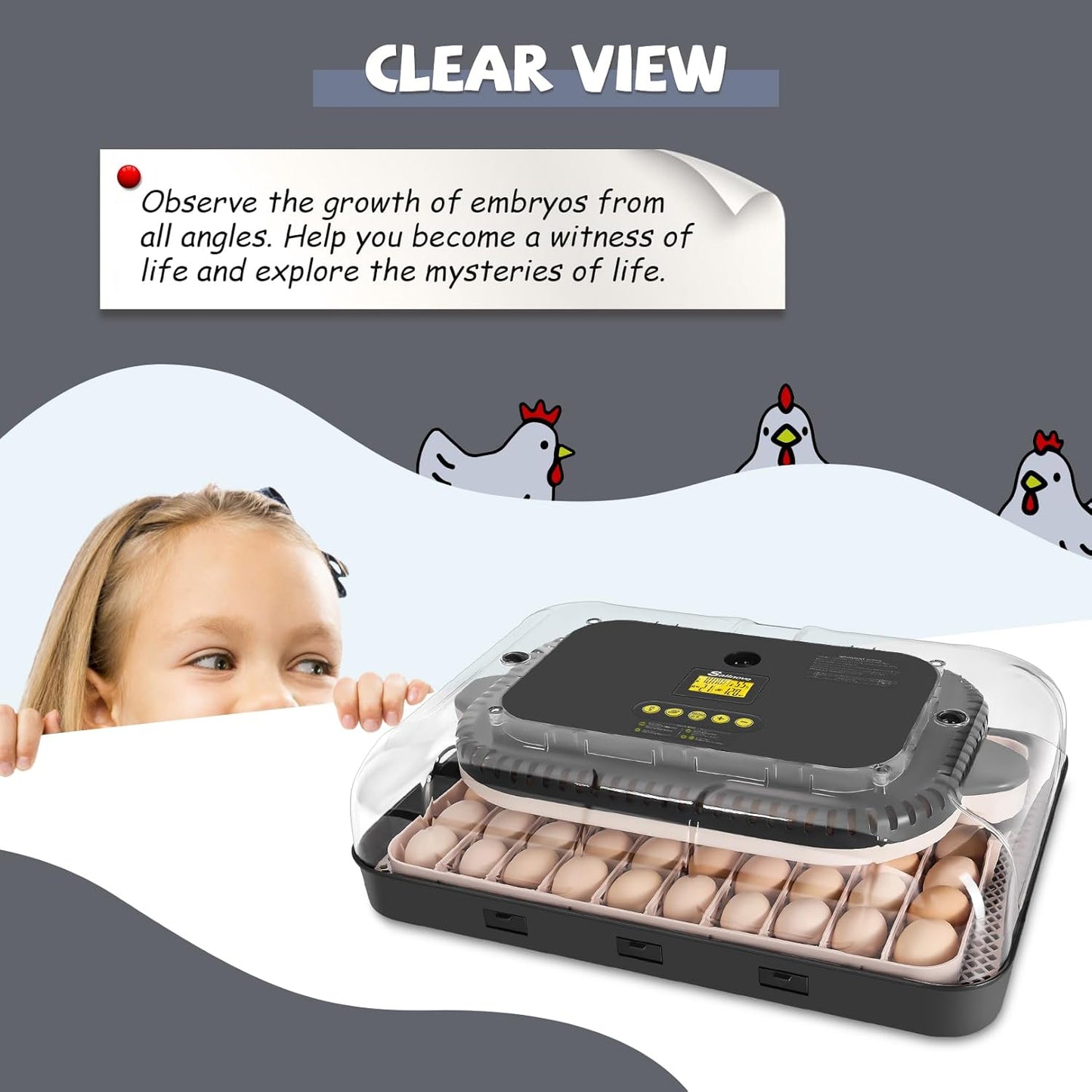 70 Egg Incubator with Automatic Egg Turning and Auto Humidification, Temperature Control, Incubator for Hatching