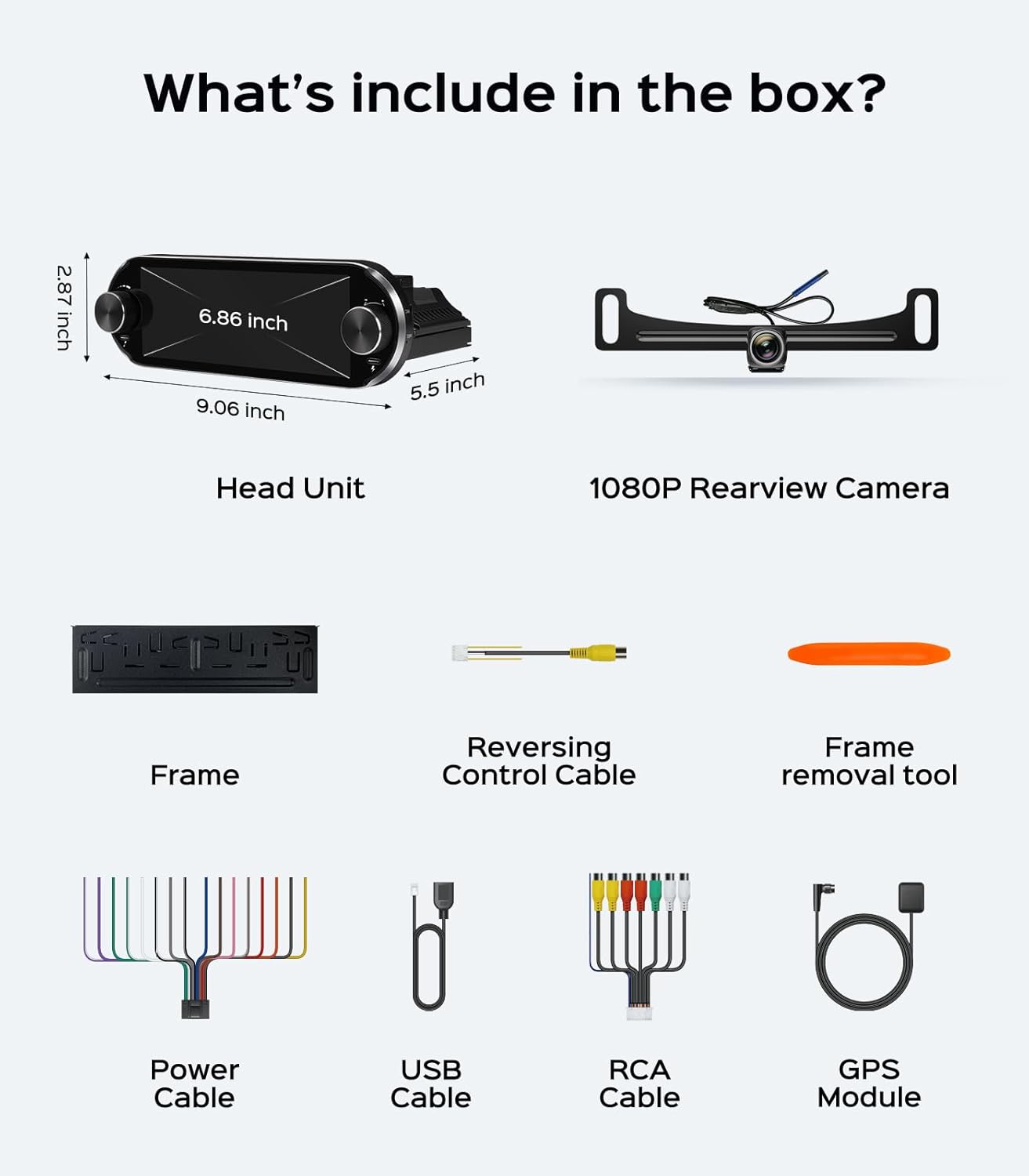 6.86' Single Din Touchscreen Car Radio Wireless CarPlay Wired Android Auto, 1280 * 480 QLED, with Bluetooth AM/FM