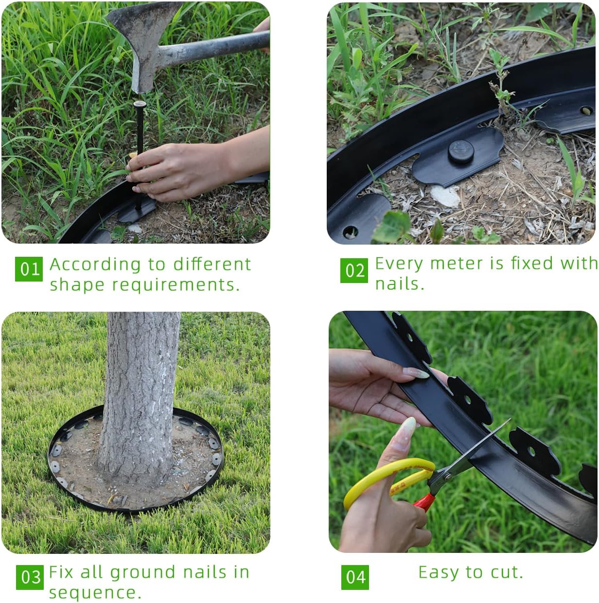 Garden Edging Border Landscape, with Ground Sakes and Connectors,  for Flower Beds or Pathways  Black, 4'x100'