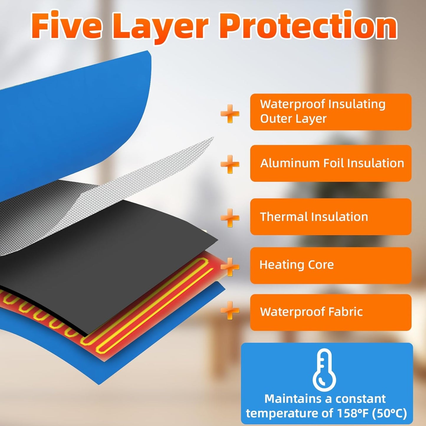 Heated Well Pressure Tank Cover Insulated, with Switch, Constant Heating Waterproof, 16' Diameter x 39'H