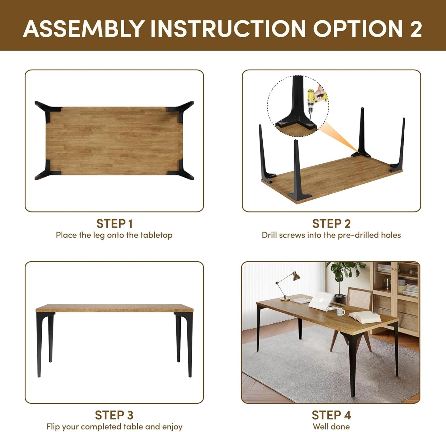 Spade 30' Heavy-Duty Metal Table Legs (Set of 4), Minimalist Steel Legs for Live Edge Table Top,  Dining Table, Desk
