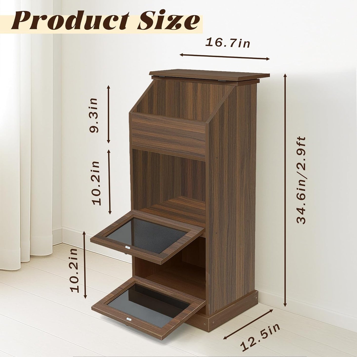 Potato Storage Bin, 3-Tier Potato and Onion Storage Bin with Lid,  for Fruit and Vegetable, (Walnut)