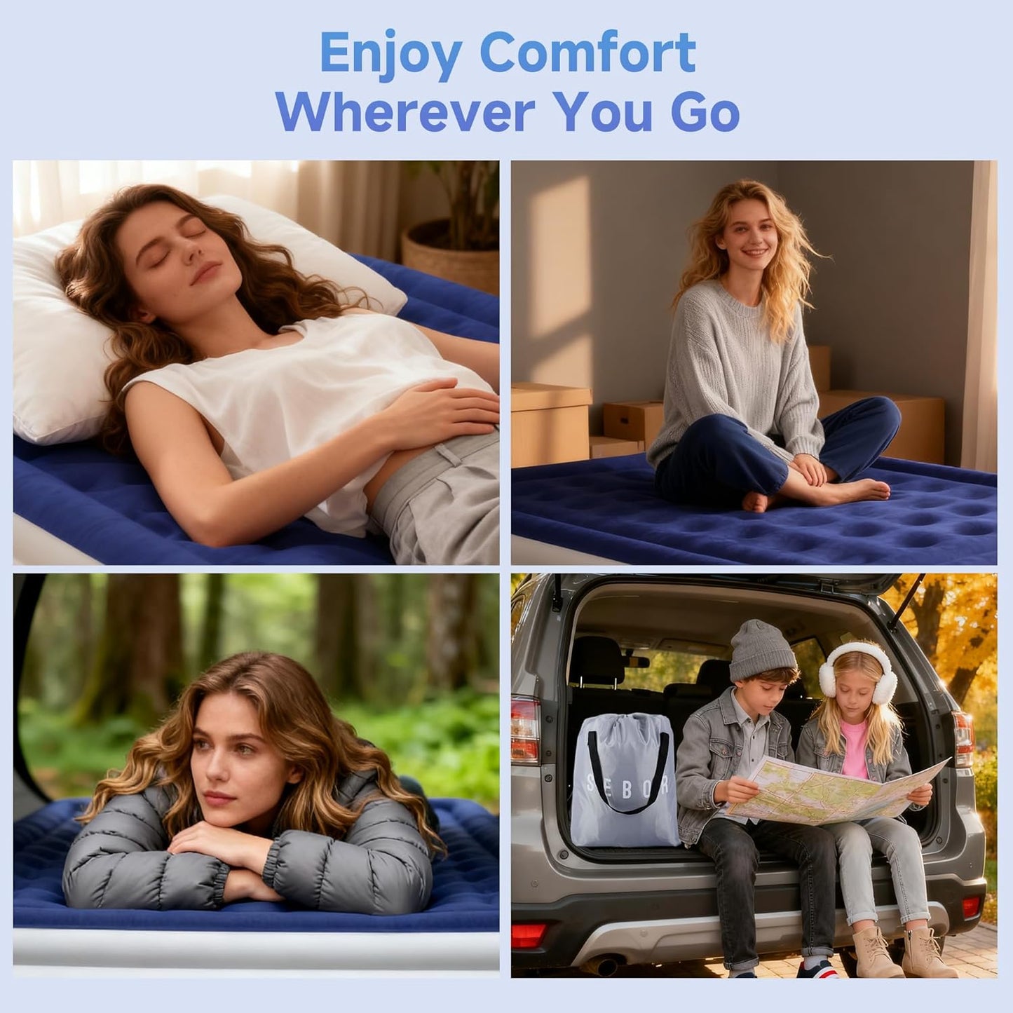 Air Mattress Twin with Built-in Pump 18', Comfortable Self-Inflating with High-Speed Pump, with Storage Bag
