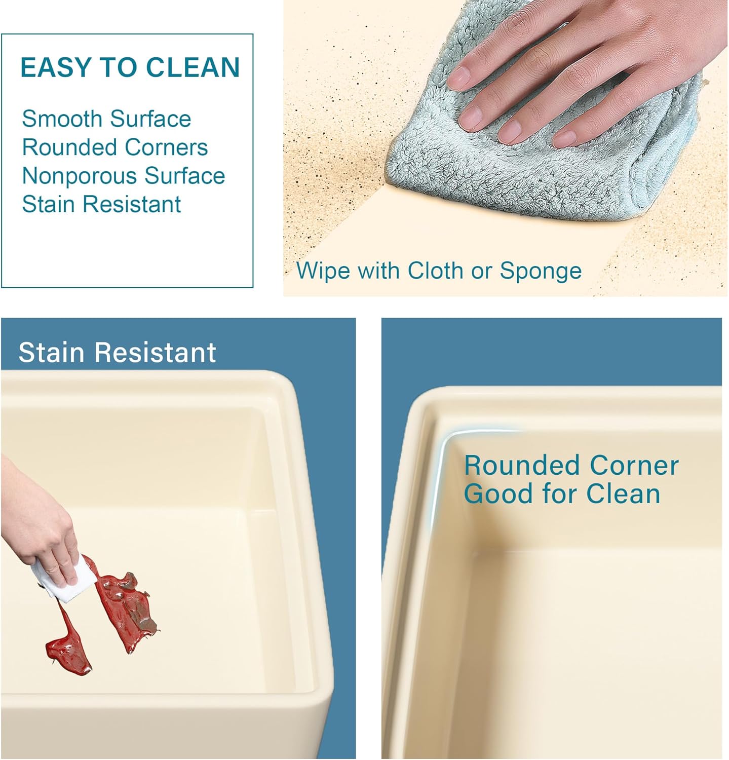 Firecaly Farmhouse Workstation Sink 33 x 20 Inch Bone Color, Apron Front Undermount, Single Bowl, Deep Basin