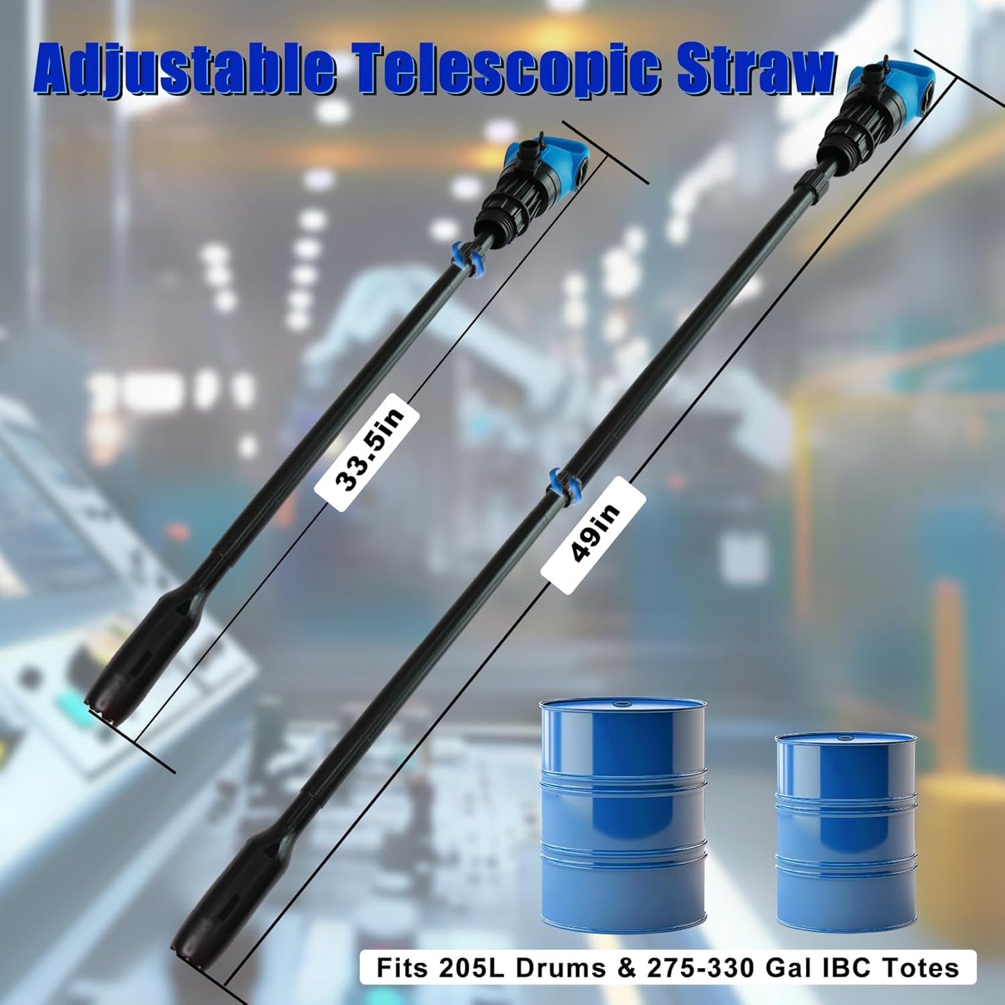 Electric Drum Pump 120V AC,12V DC, 5 GPM flow fuel, diesel, water, antifreeze, 6.6ft hose, 2-inch bung adapter