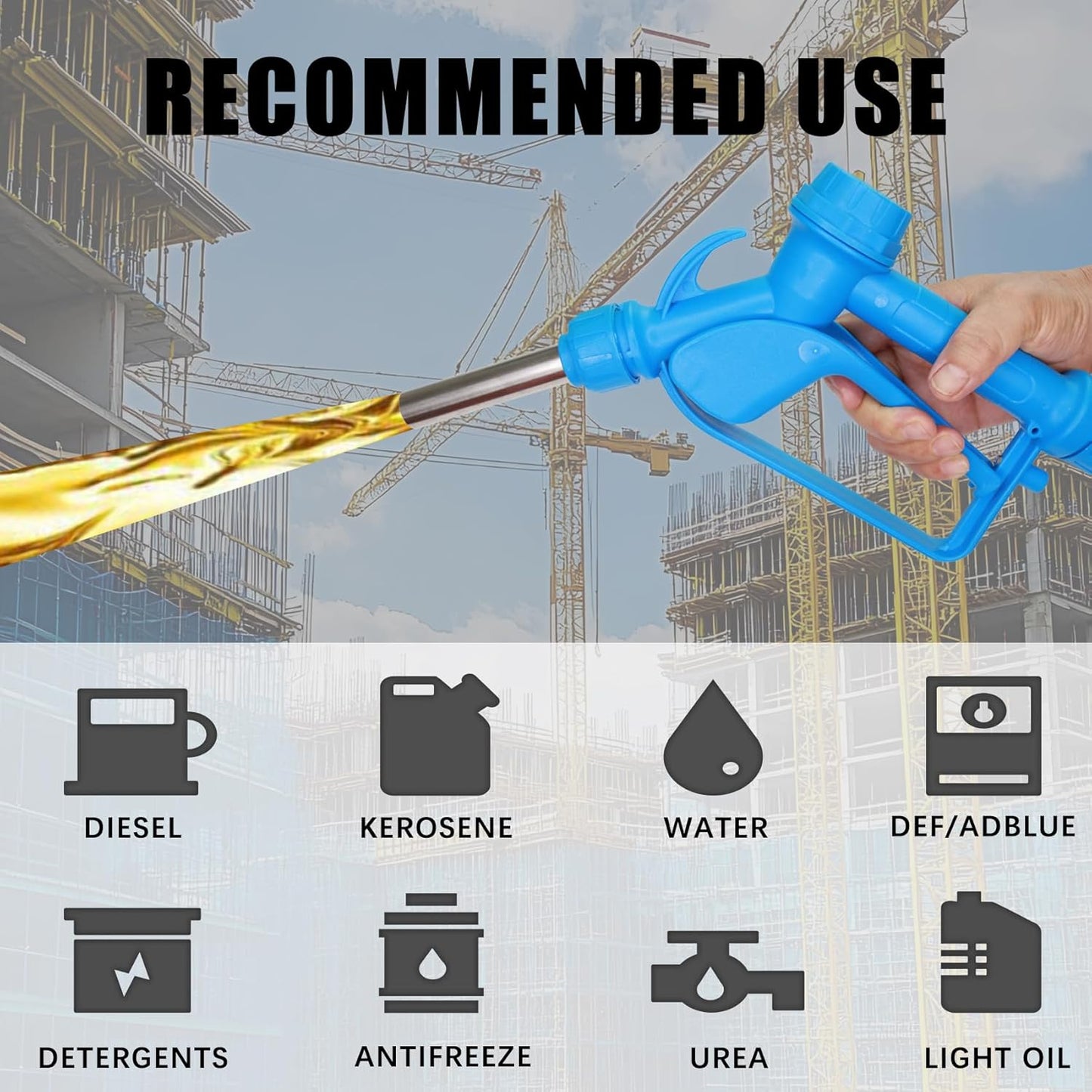 Electric Drum Pump 120V AC,12V DC, 5 GPM flow fuel, diesel, water, antifreeze, 6.6ft hose, 2-inch bung adapter