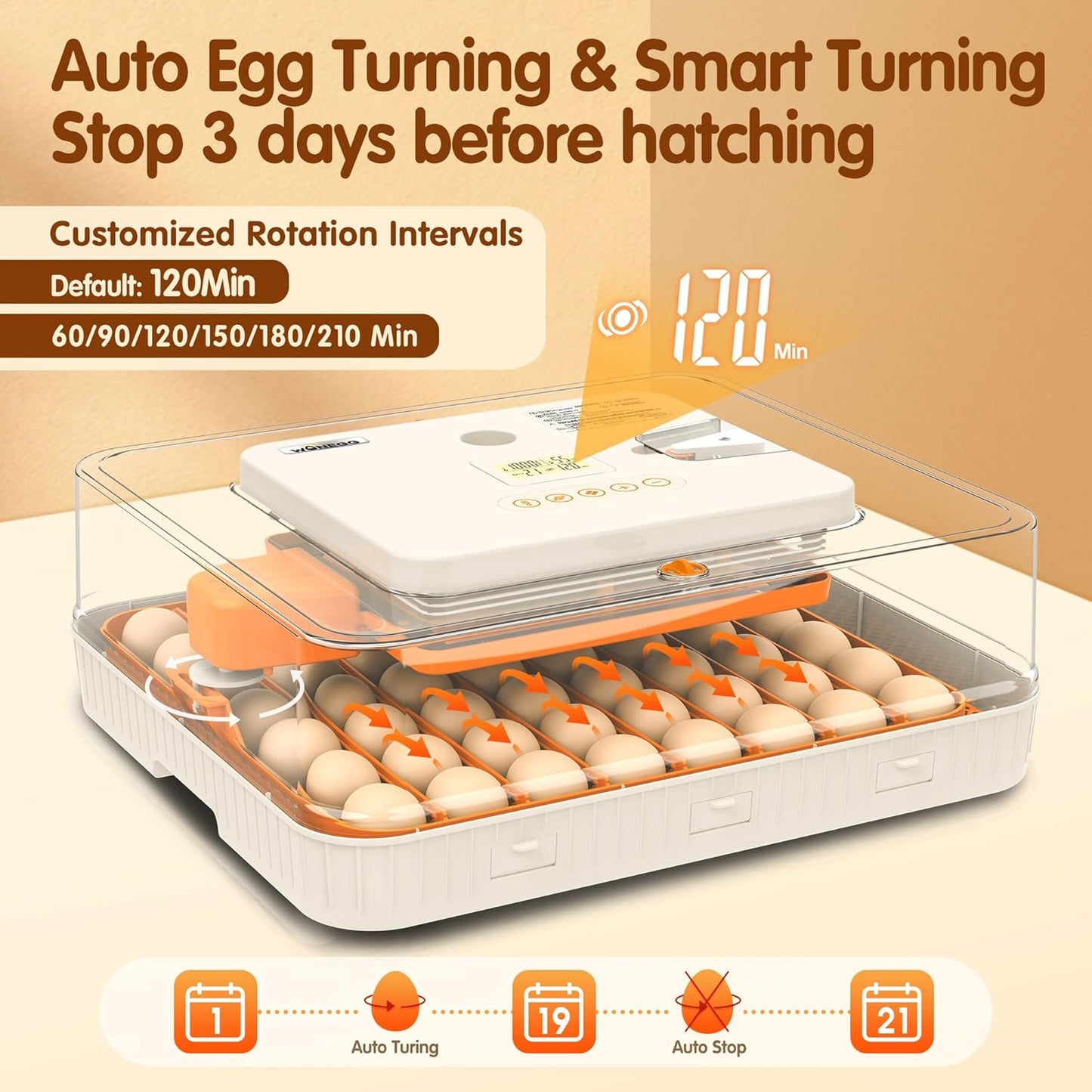 Egg Incubator for Hatching Eggs with Automatic Egg Turning, Temperature and Humidity Control, LED Egg Candling Light