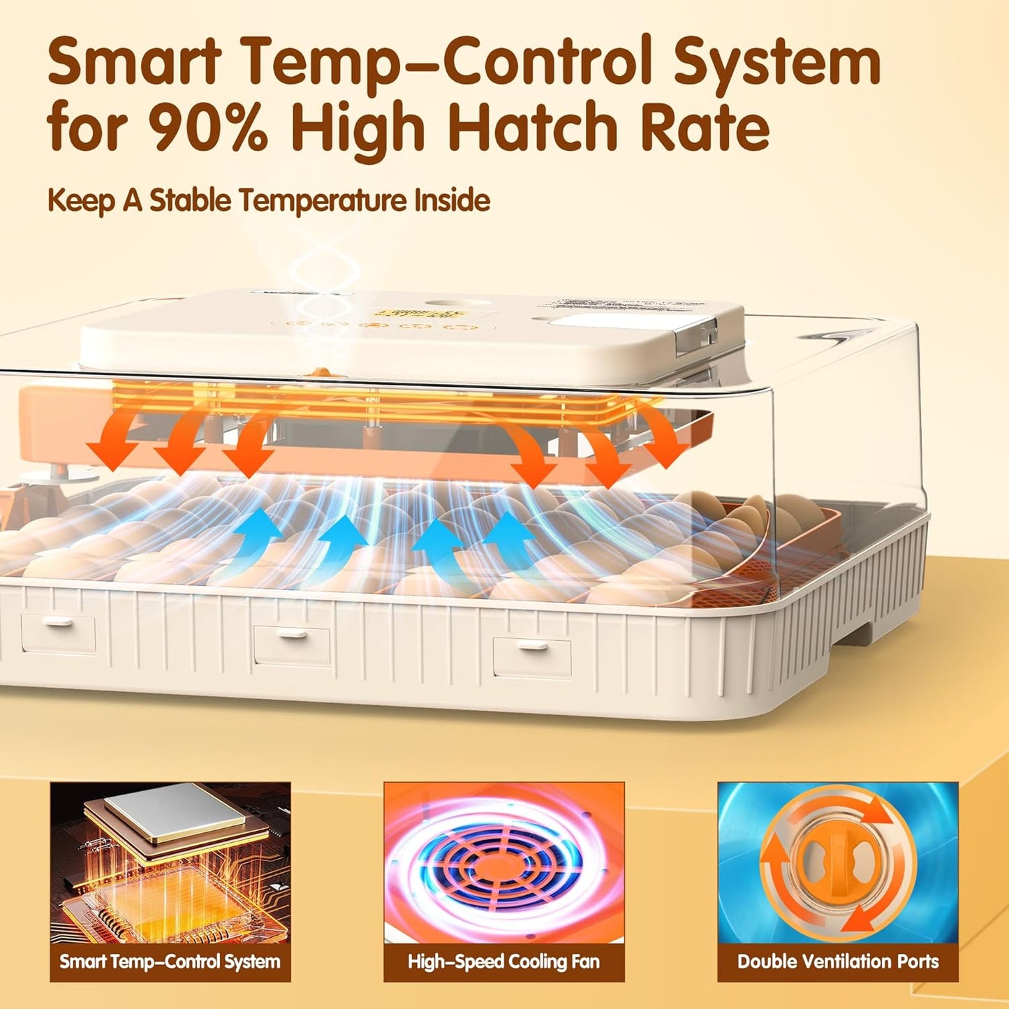 Egg Incubator for Hatching Eggs with Automatic Egg Turning, Temperature and Humidity Control, LED Egg Candling Light
