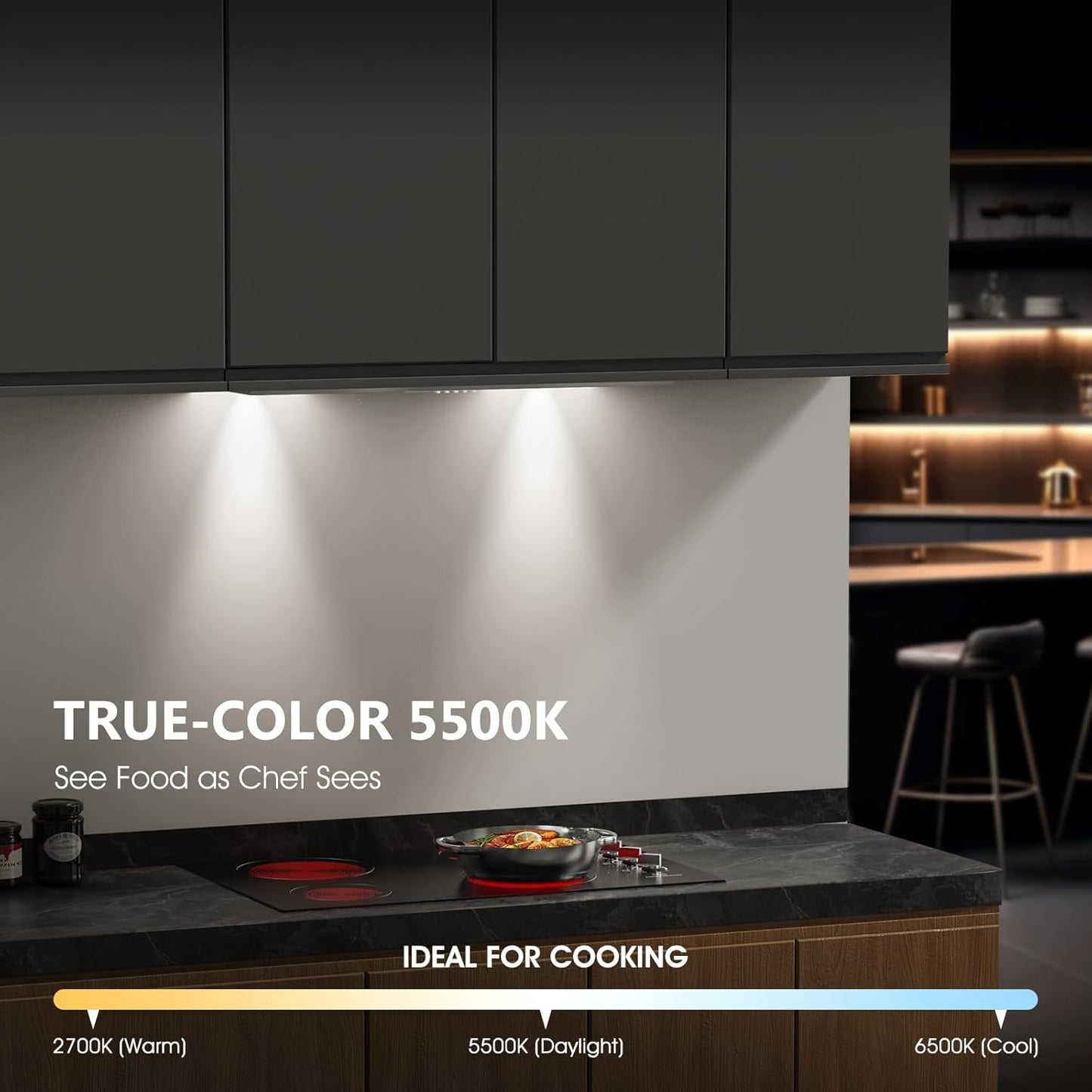 Range Hood 30 Inch Insert,  620CFM Built-in,  with TRUE-COLOR 5500K LED, Complete Exhaust Kit, Convertible