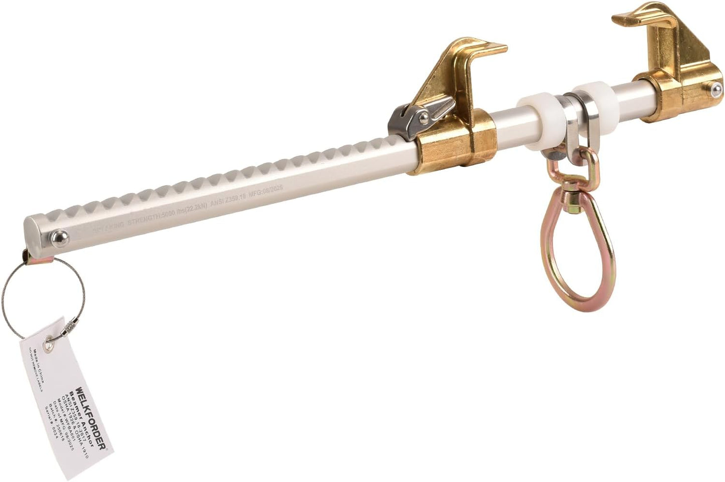 Horizontal Sliding Beam Anchor Fits 3.5' to 14' Beams, ANSI & OSHA Compliant Fall Protection Positioning Equipment