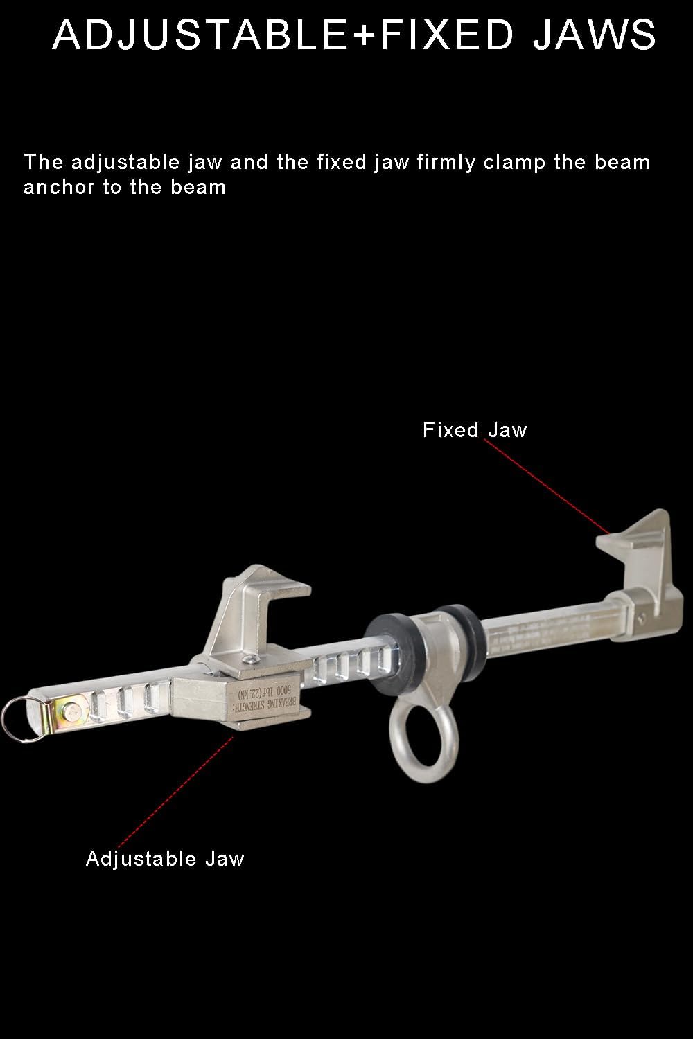 Aluminum Horizontal Beam Anchor, Fits 4 to 14.6 Inch, Sliding Beam Anchor Easy Install, OSHA and ANSI Compliant